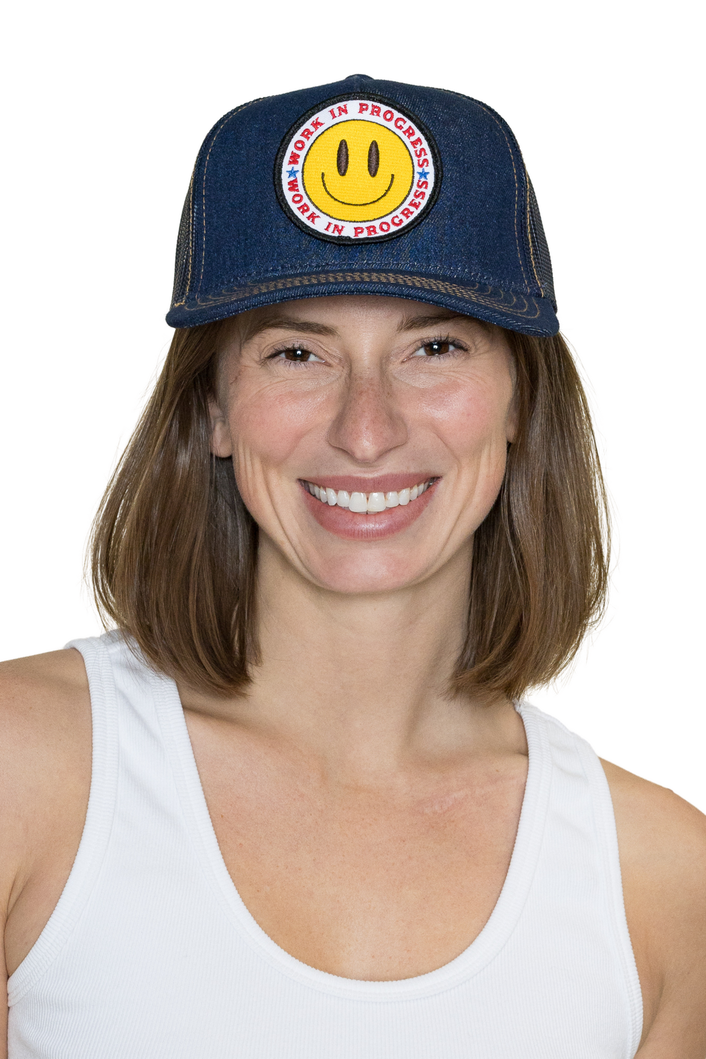 Work In Progress Trucker Hat in Denim