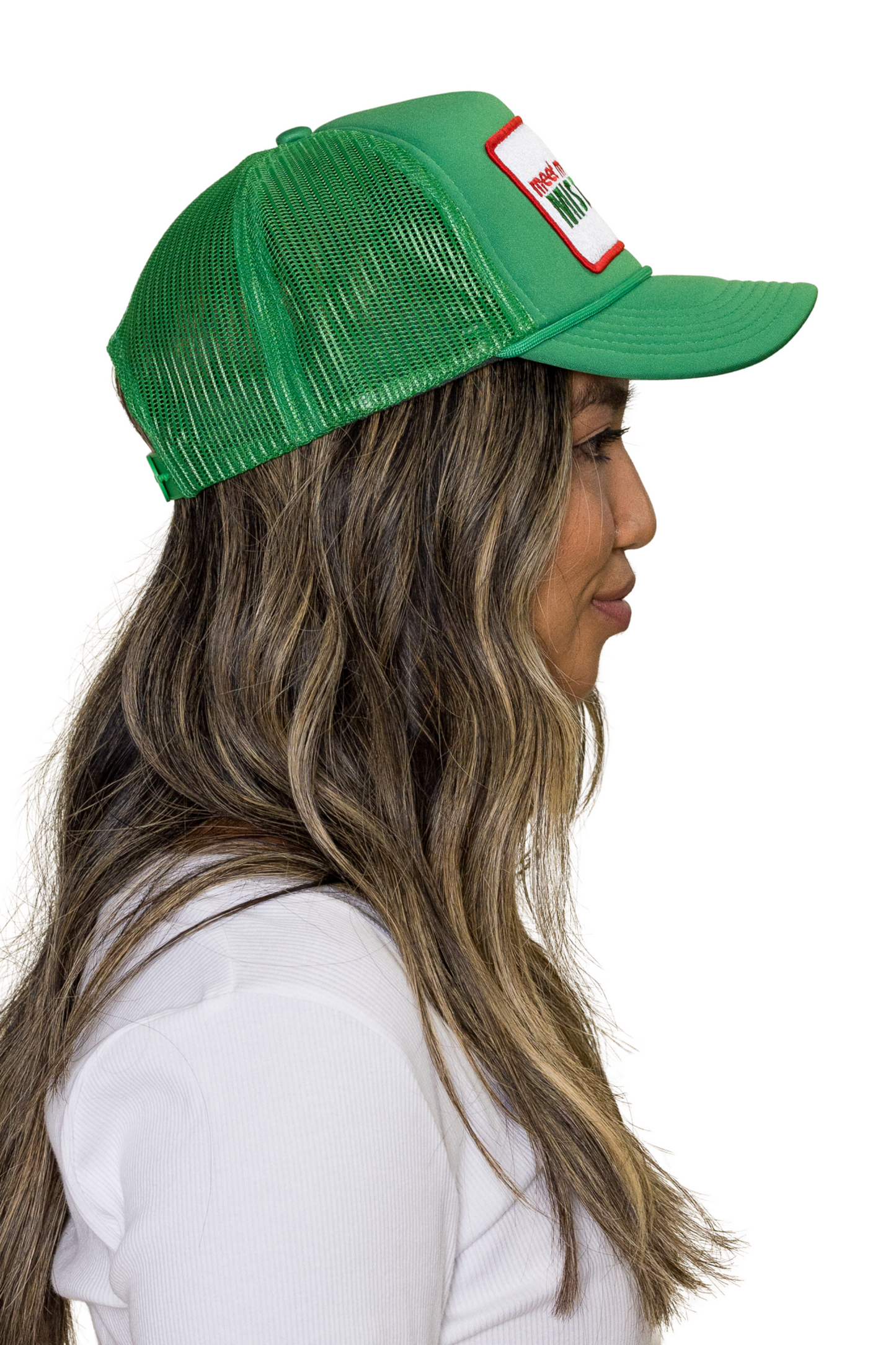 Meet Me Under The Mistletoe Trucker Hat in Green