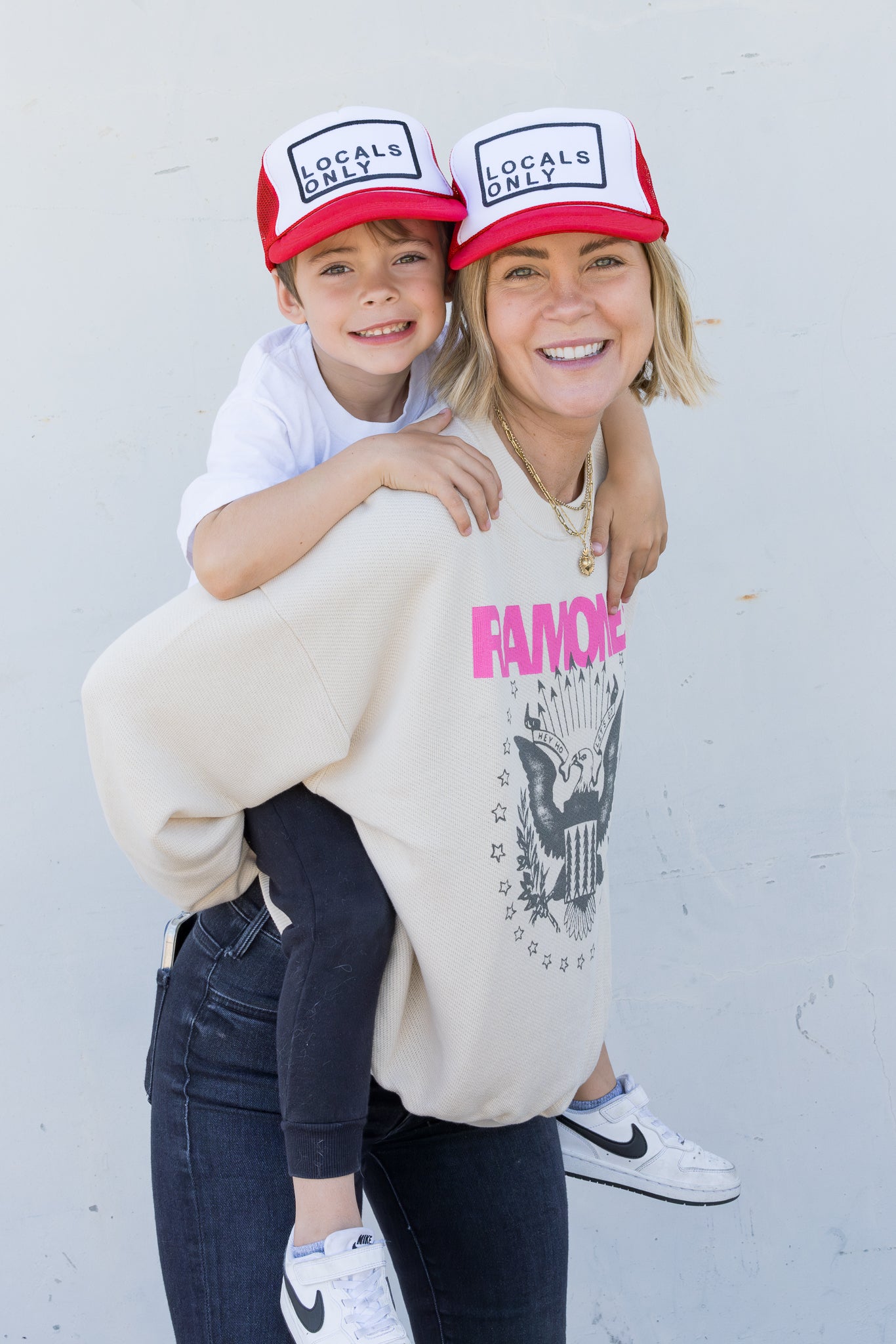 Locals Only Youth Trucker Hat in Red Split