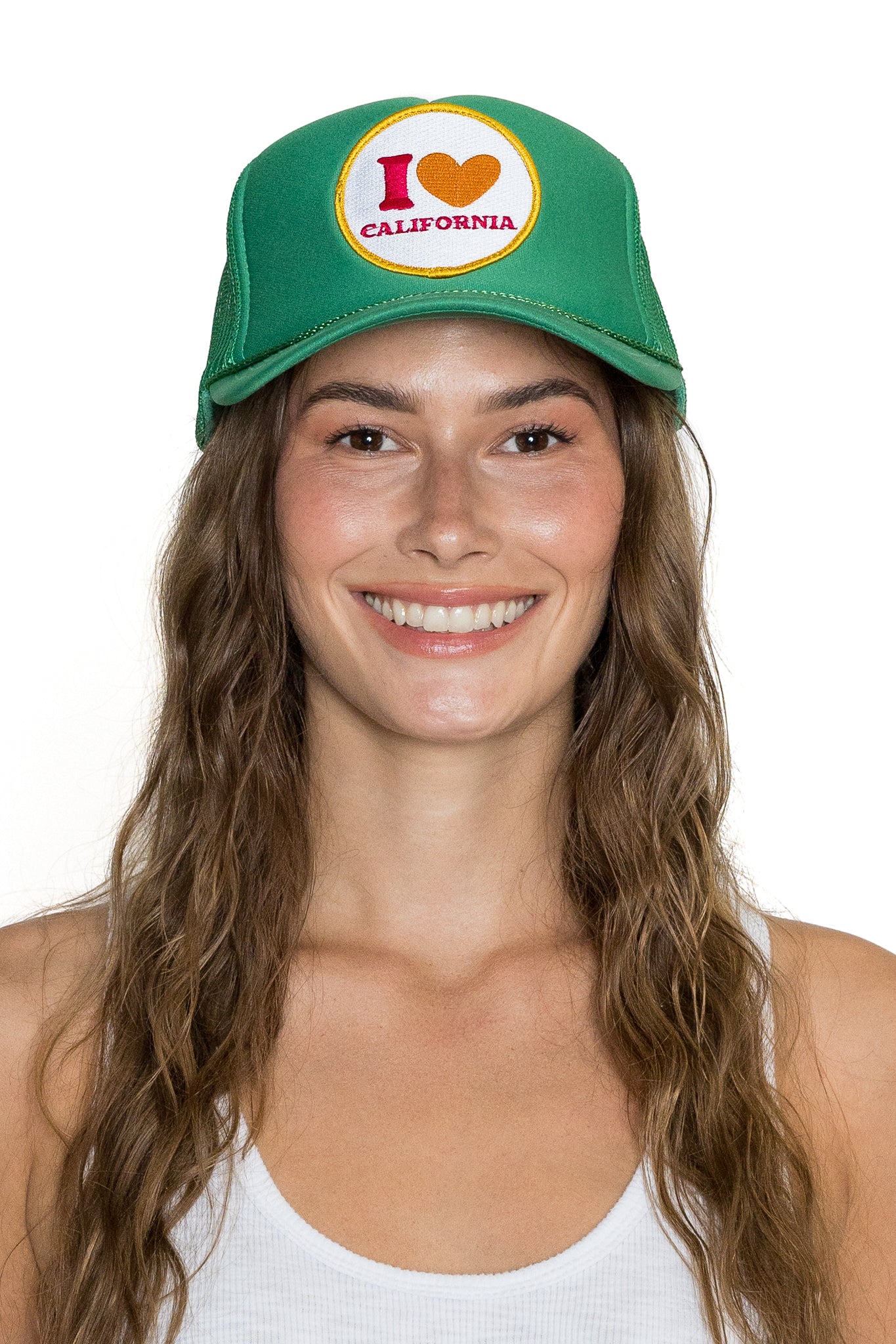 I Love California Trucker Hat Green