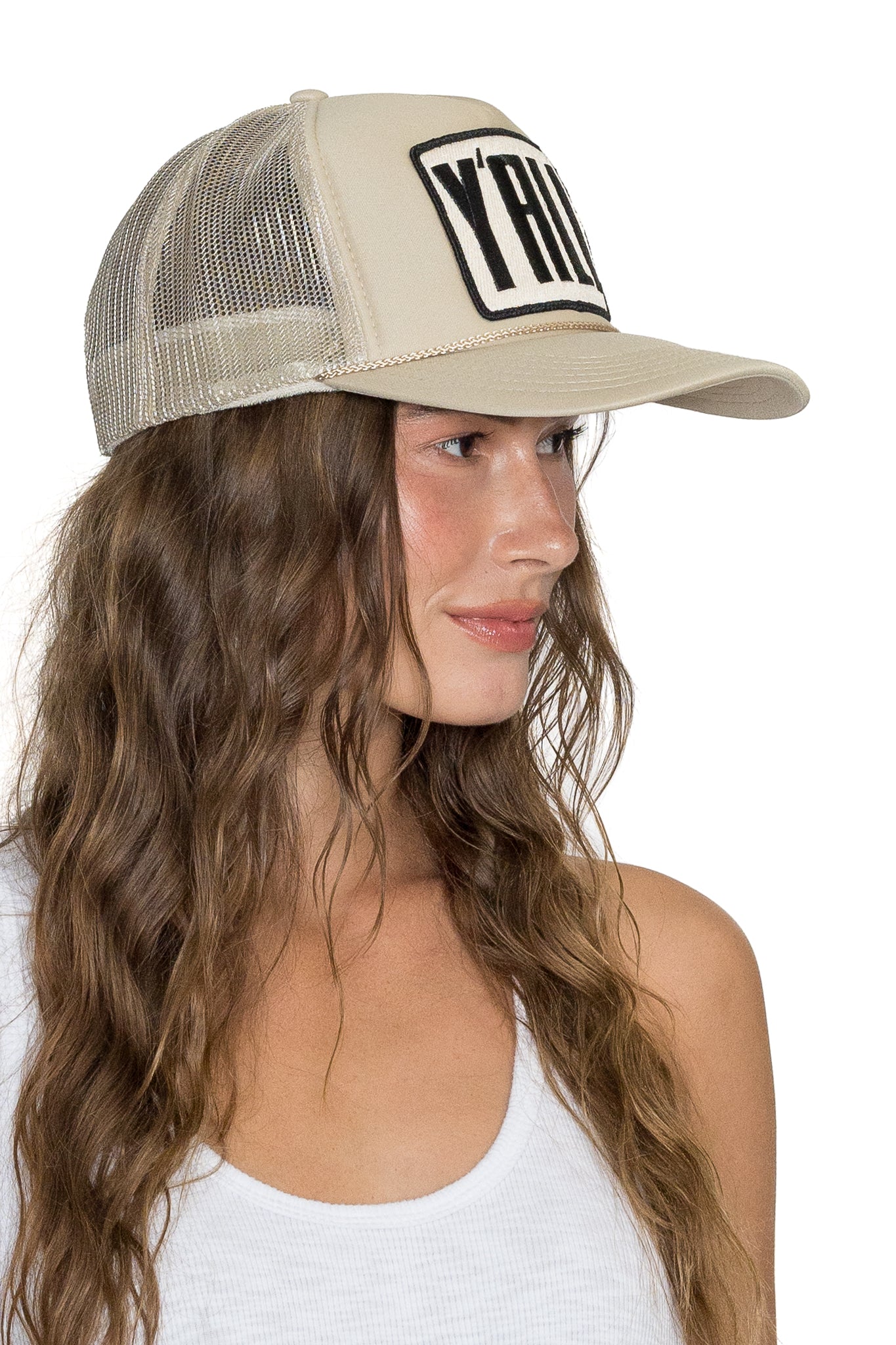 Y'all Trucker Hat in Tan