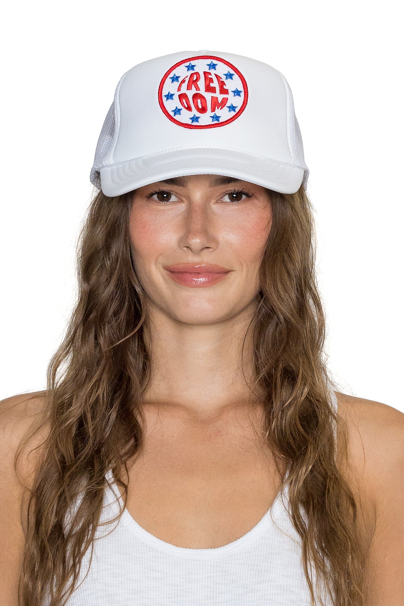 Freedom Stars Trucker Hat in White