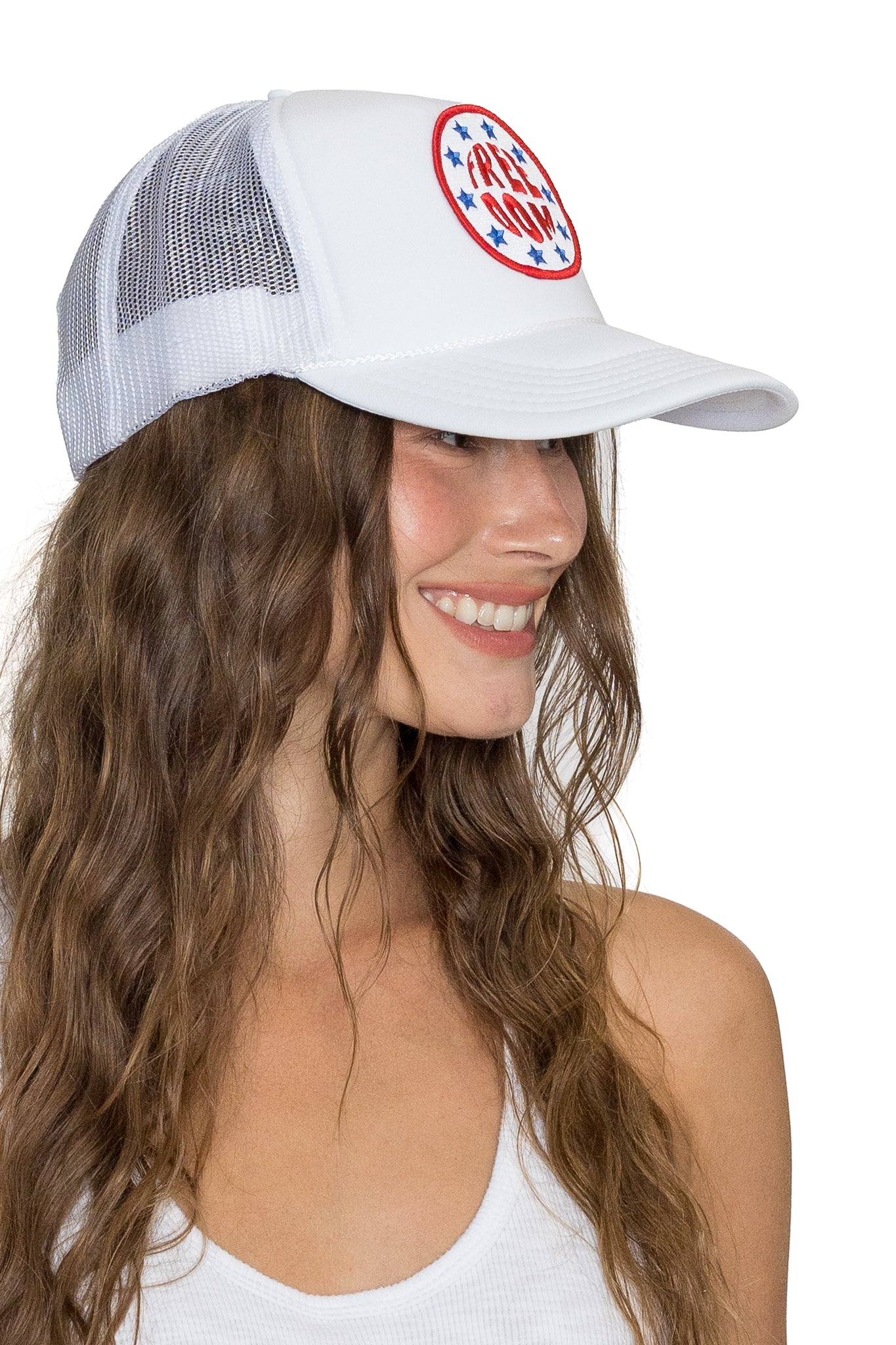 Freedom Stars Trucker Hat in White