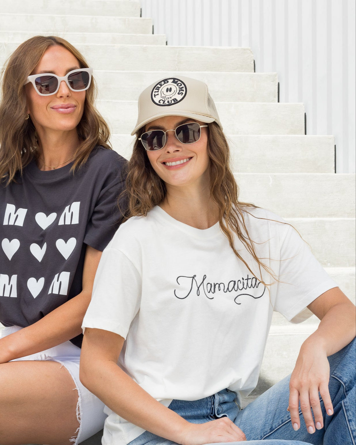 Tired Moms Club Trucker Hat in Tan