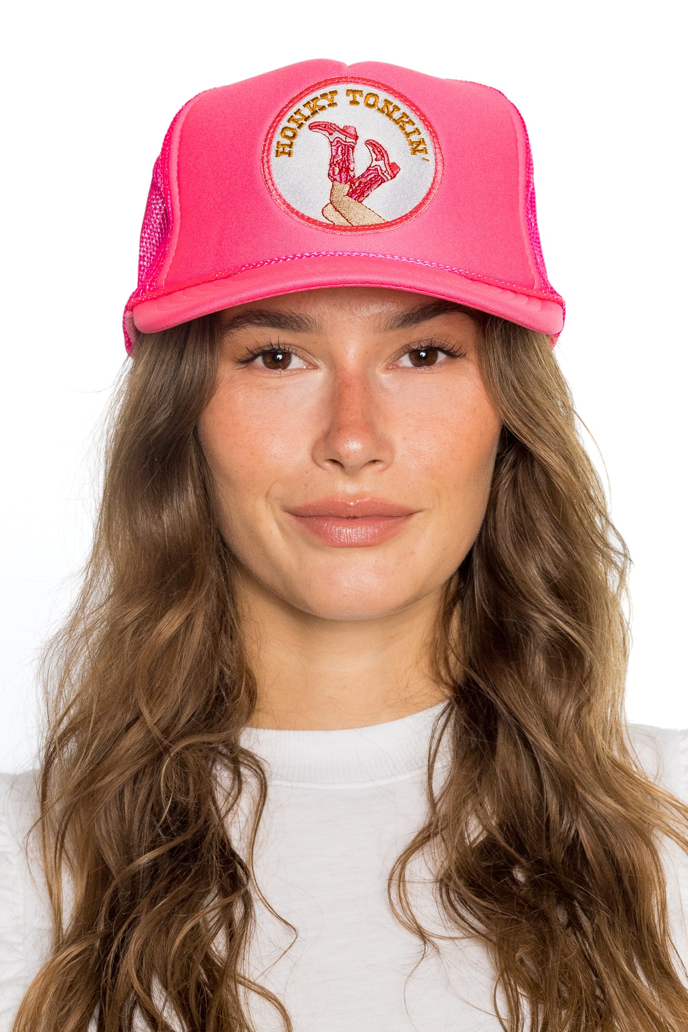 Honky Tonkin' Trucker Hat in Pink