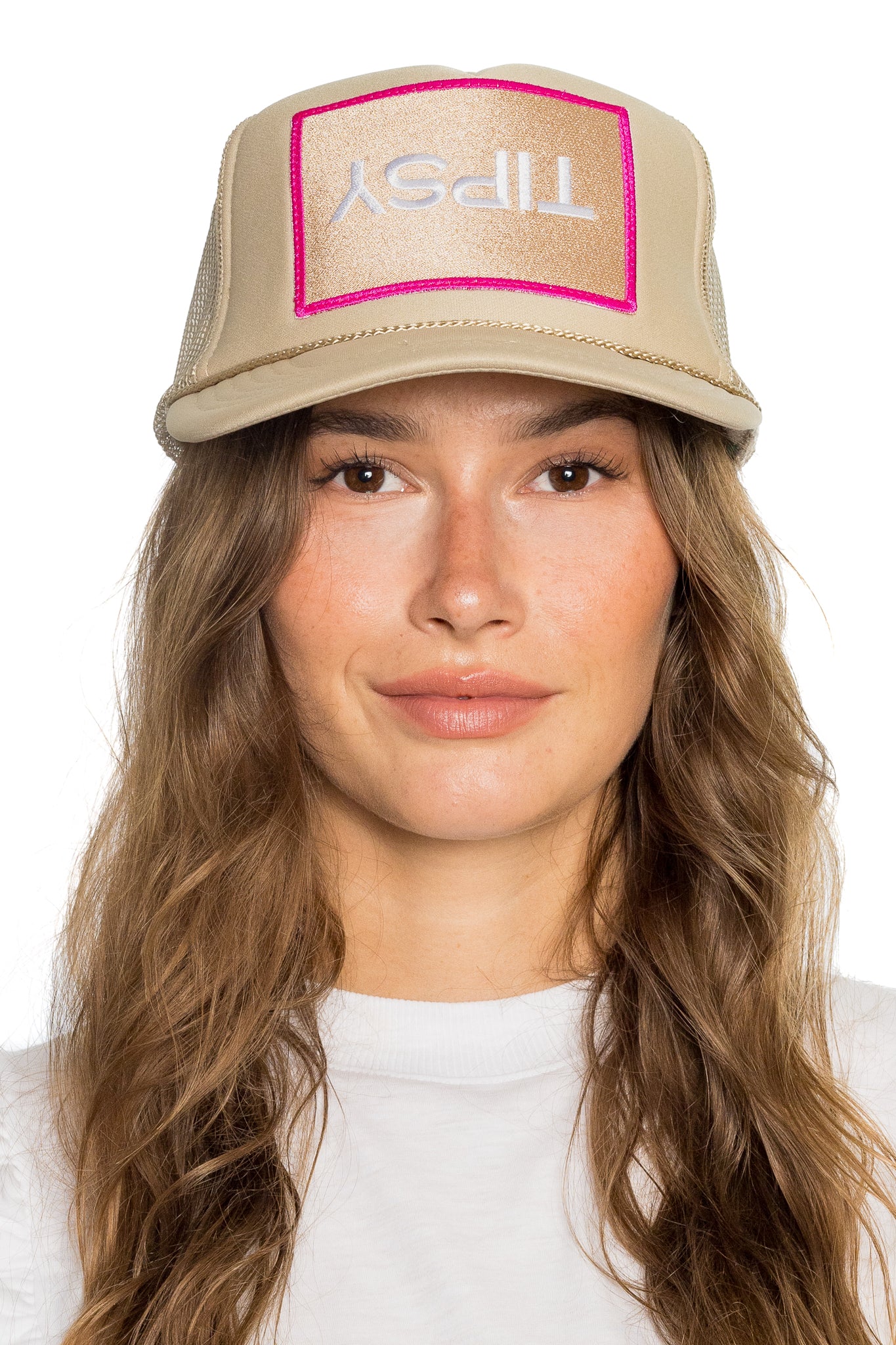 Tipsy Trucker Hat in Tan