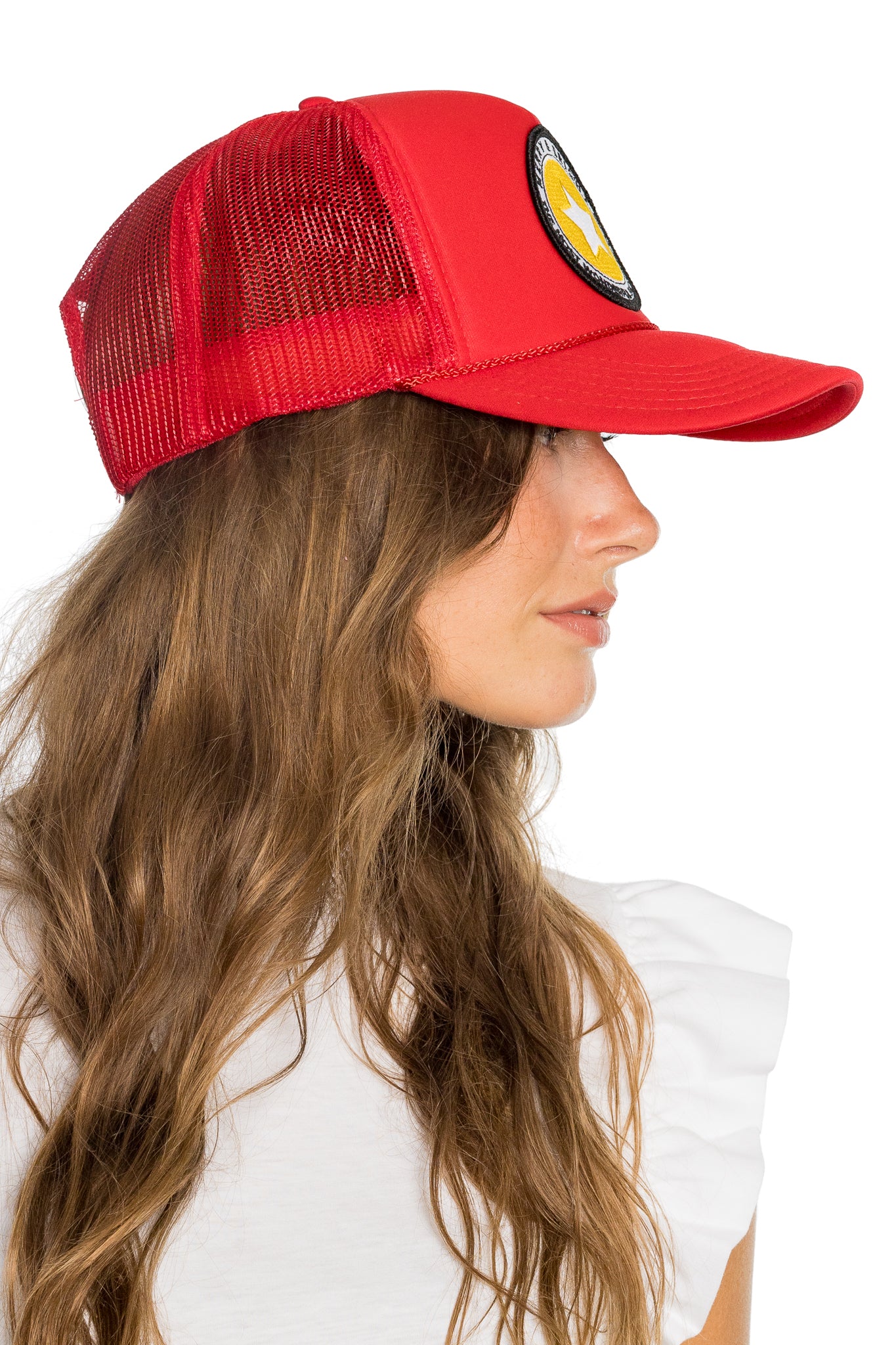 Merry and Bright Trucker Hat in Red