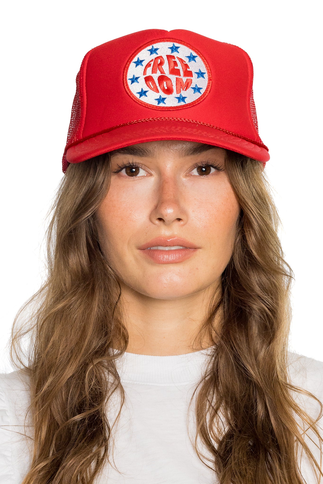Freedom Stars Trucker Hat in Red