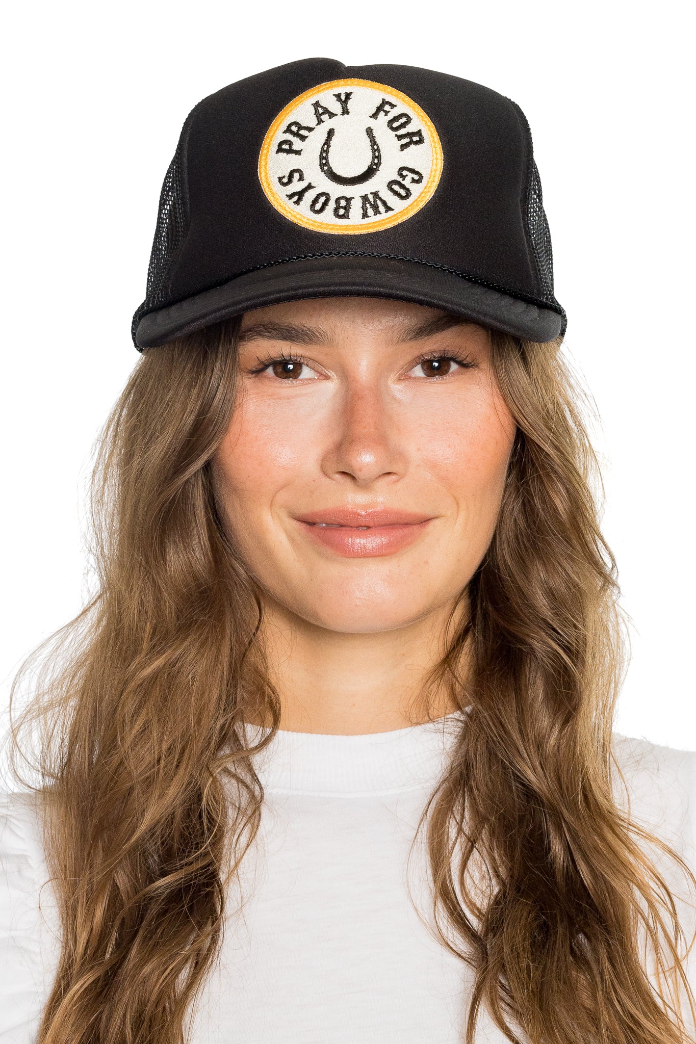 Pray For Cowboys Trucker Hat in Black