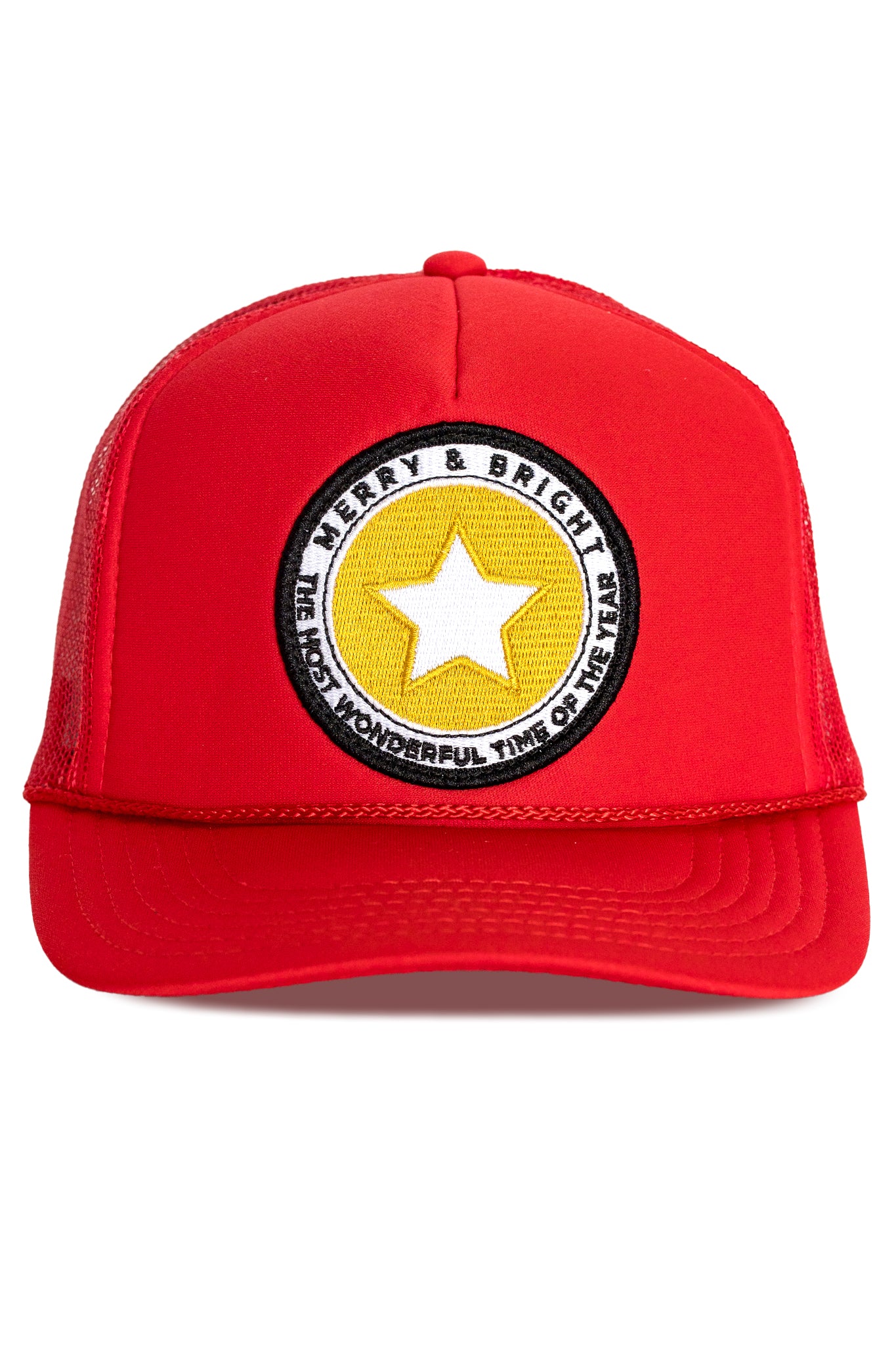 Merry and Bright Trucker Hat in Red