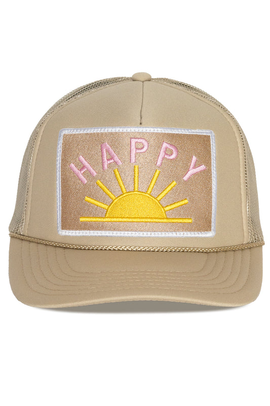 Happy Sun Trucker Hat in Tan