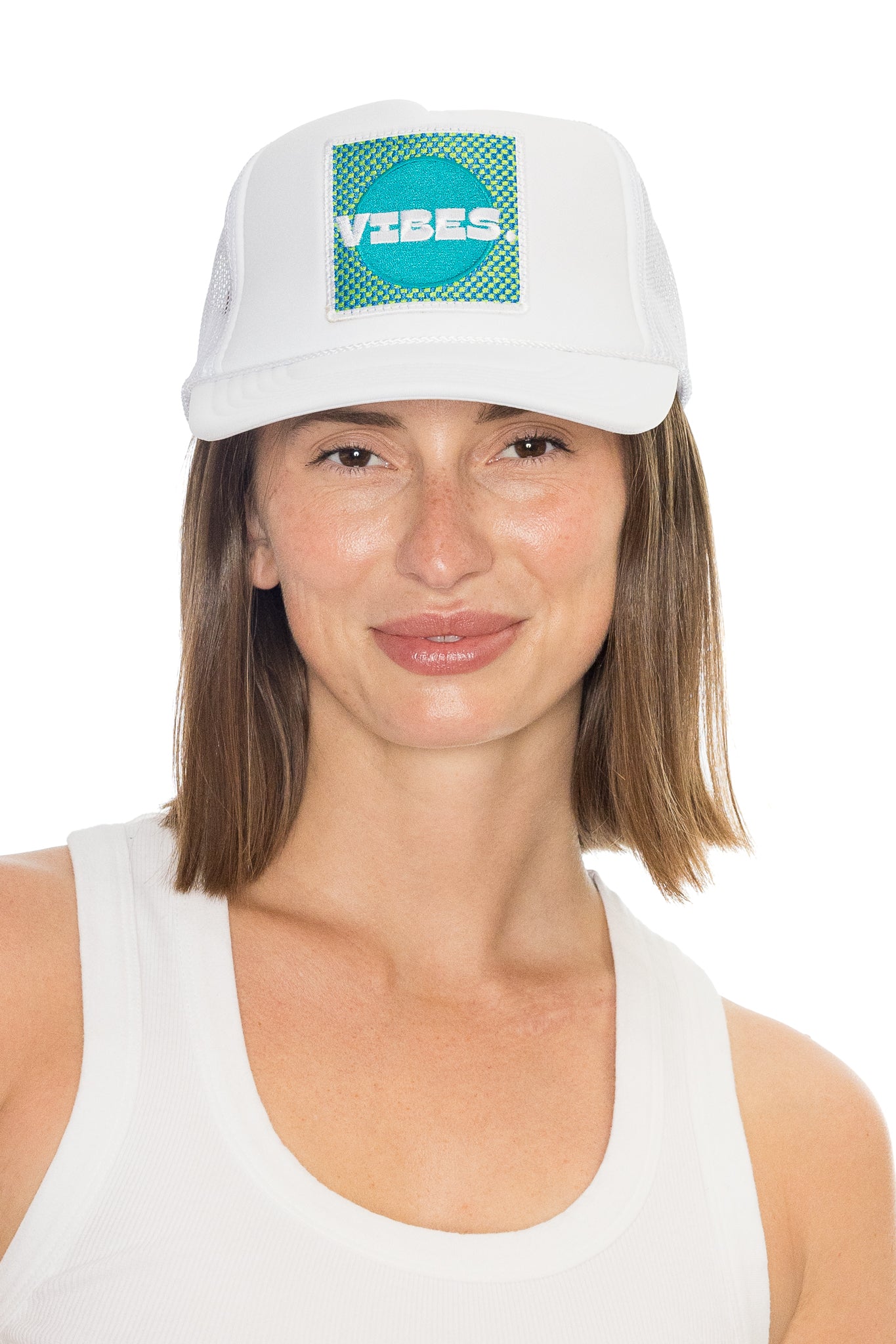 Vibes Trucker Hat in White