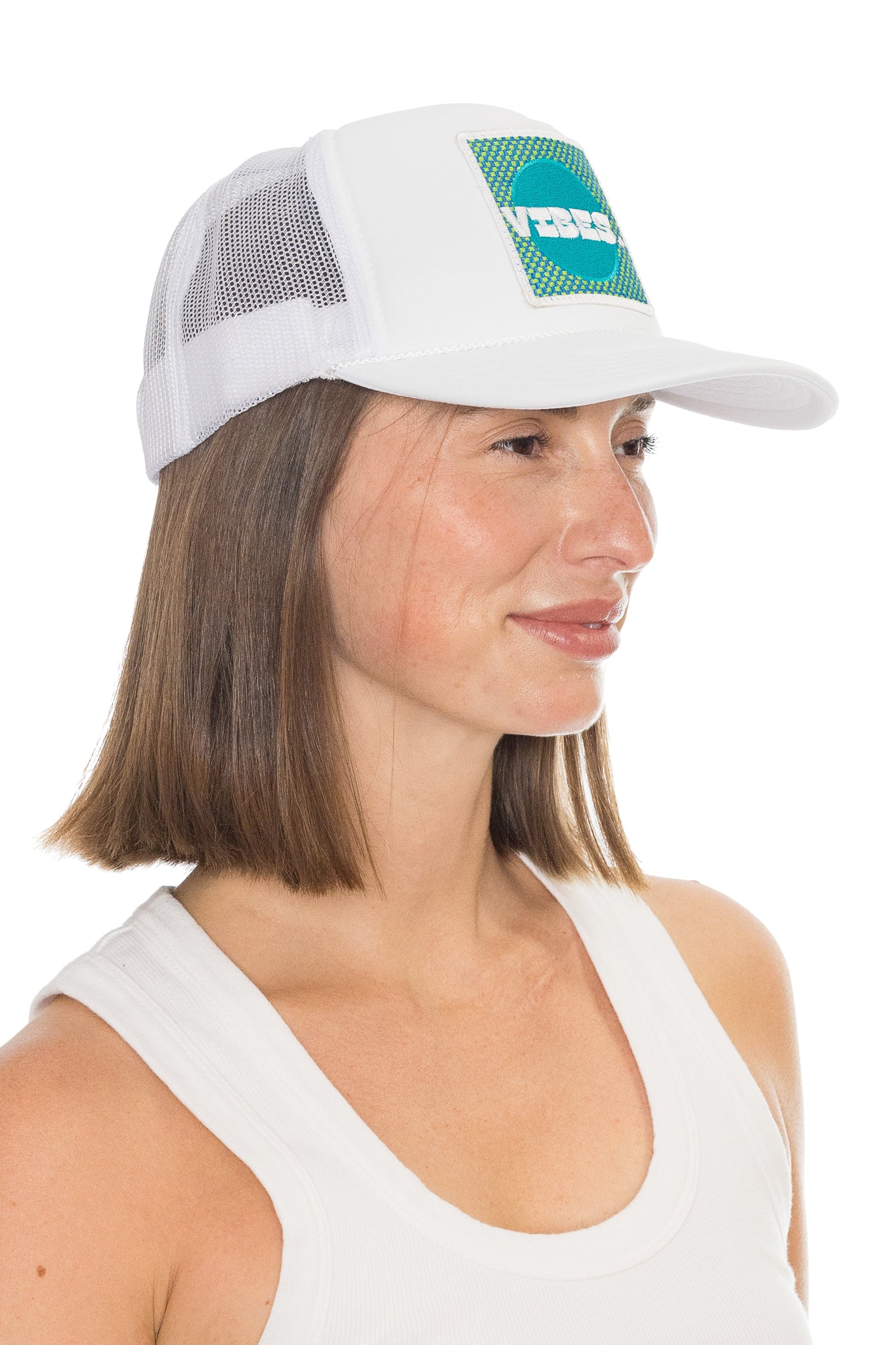Vibes Trucker Hat in White