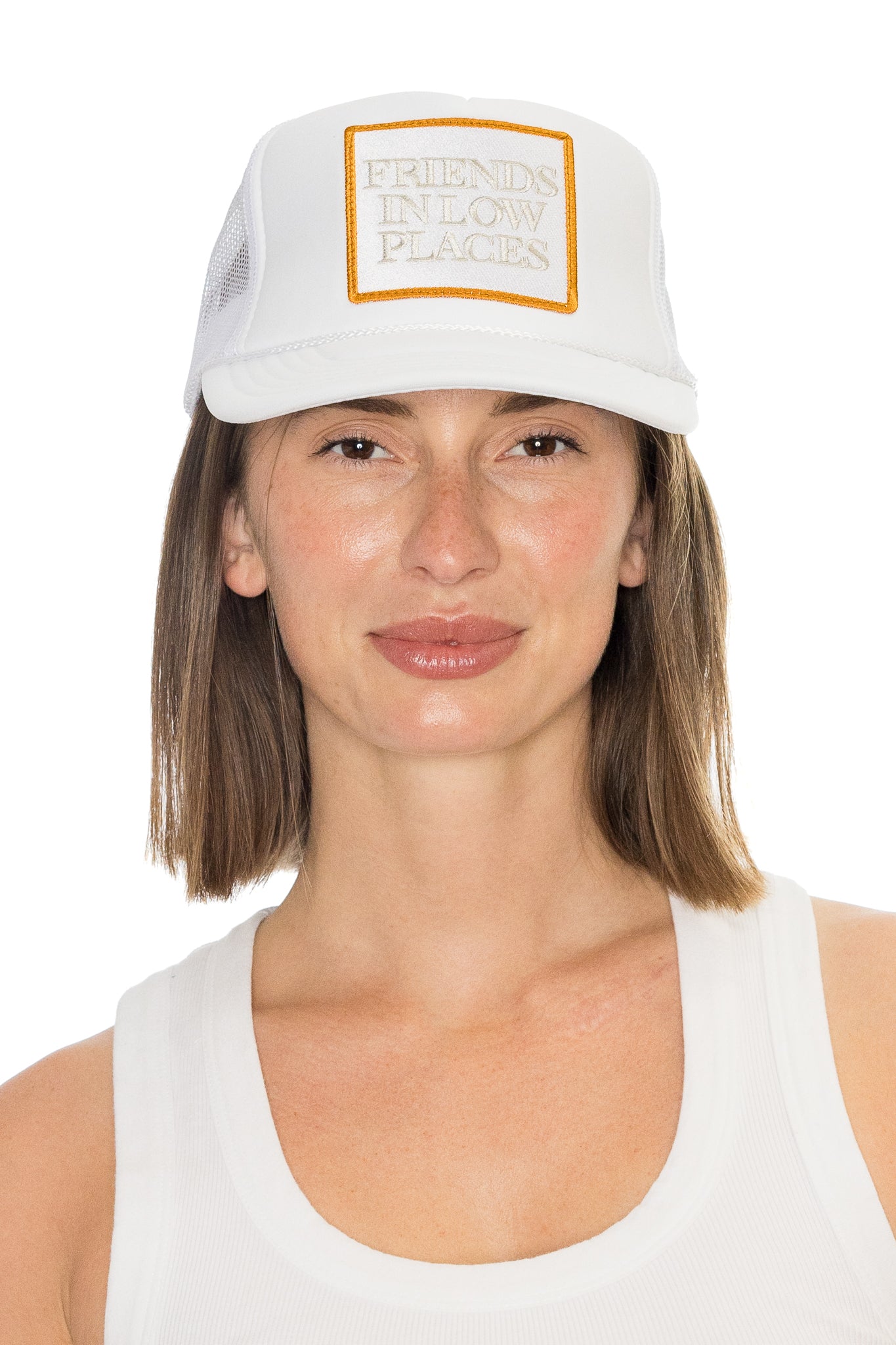 Friends in Low Places Trucker Hat in White