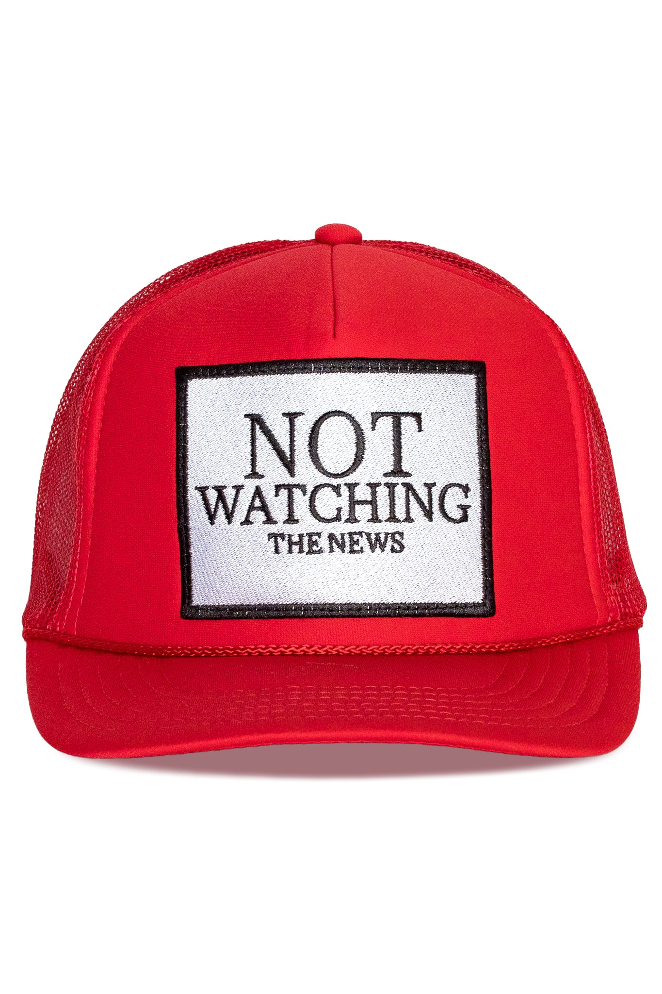 Not Watching The News Trucker Hat in Red