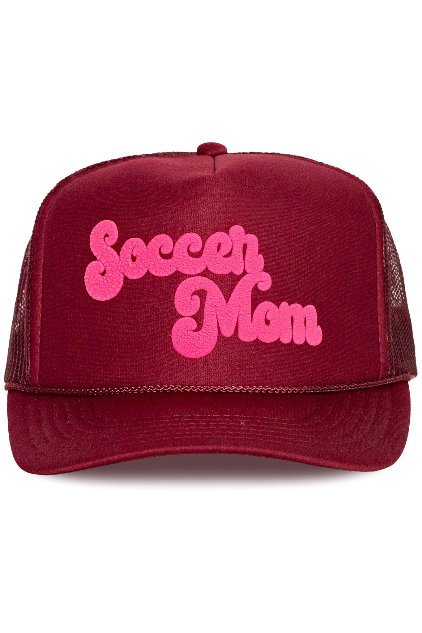 Soccer Mom Trucker Hat in Maroon