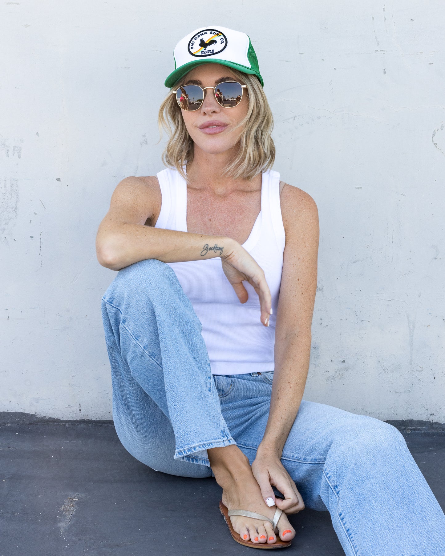 Pau Hana Surf Co. Trucker Hat in Green Split