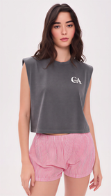CA or Nowhere Muscle Tank in Washed Black