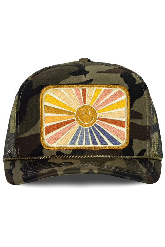 Rays Of Happy Trucker Hat in Camo