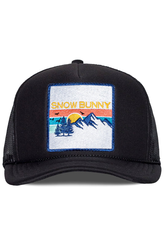 Snow Bunny Trucker Hat in Black