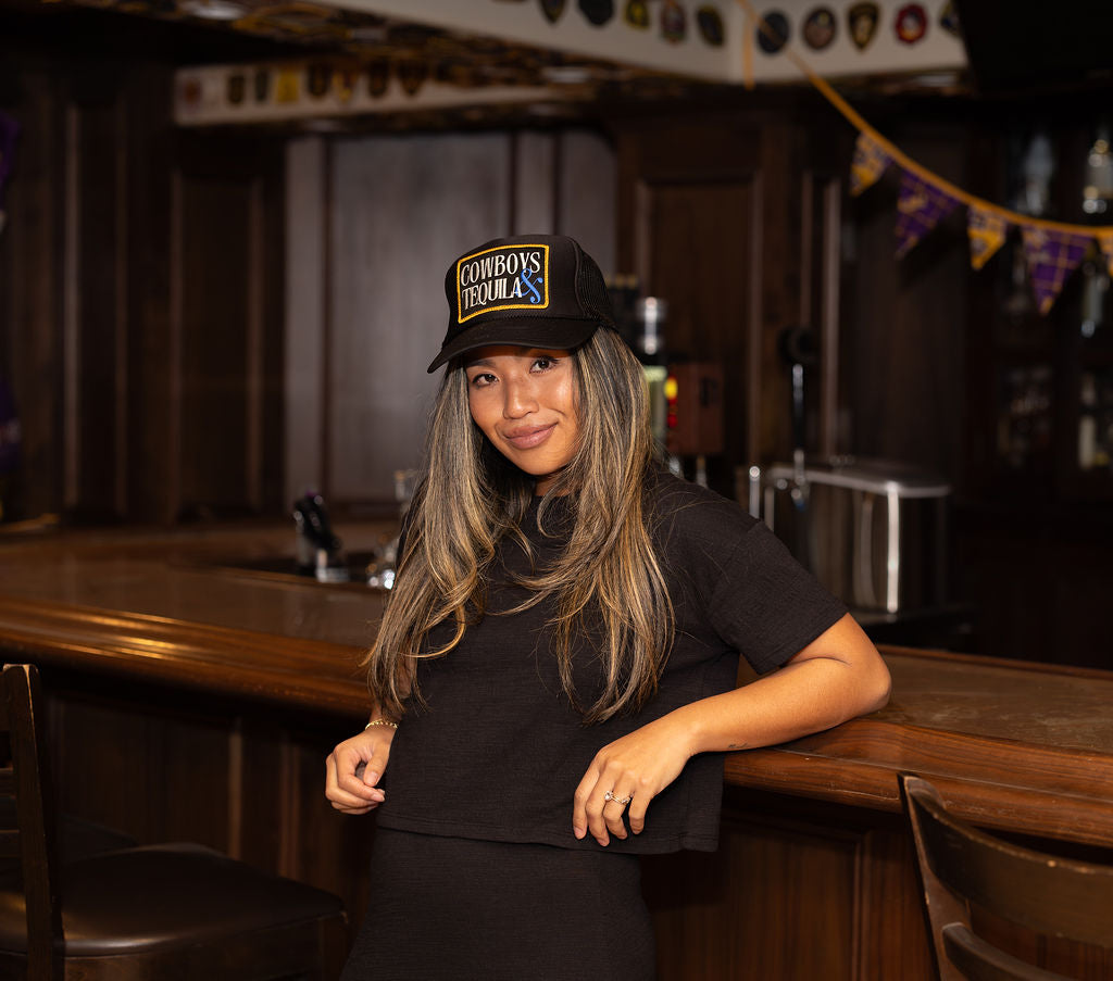 Cowboys & Tequila Trucker Hat in Dark Black