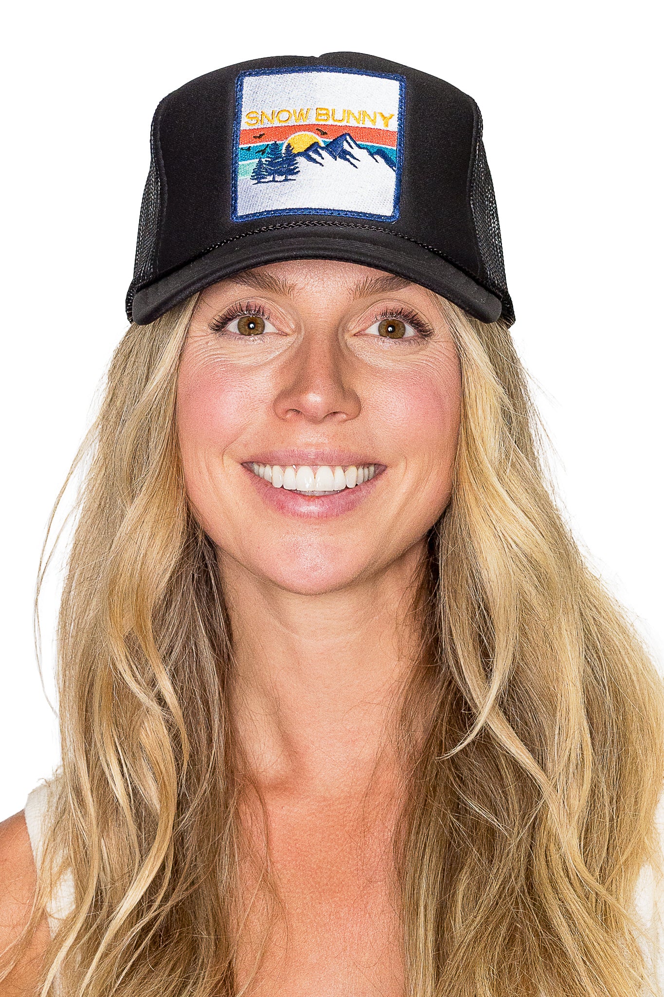 Snow Bunny Trucker Hat in Black