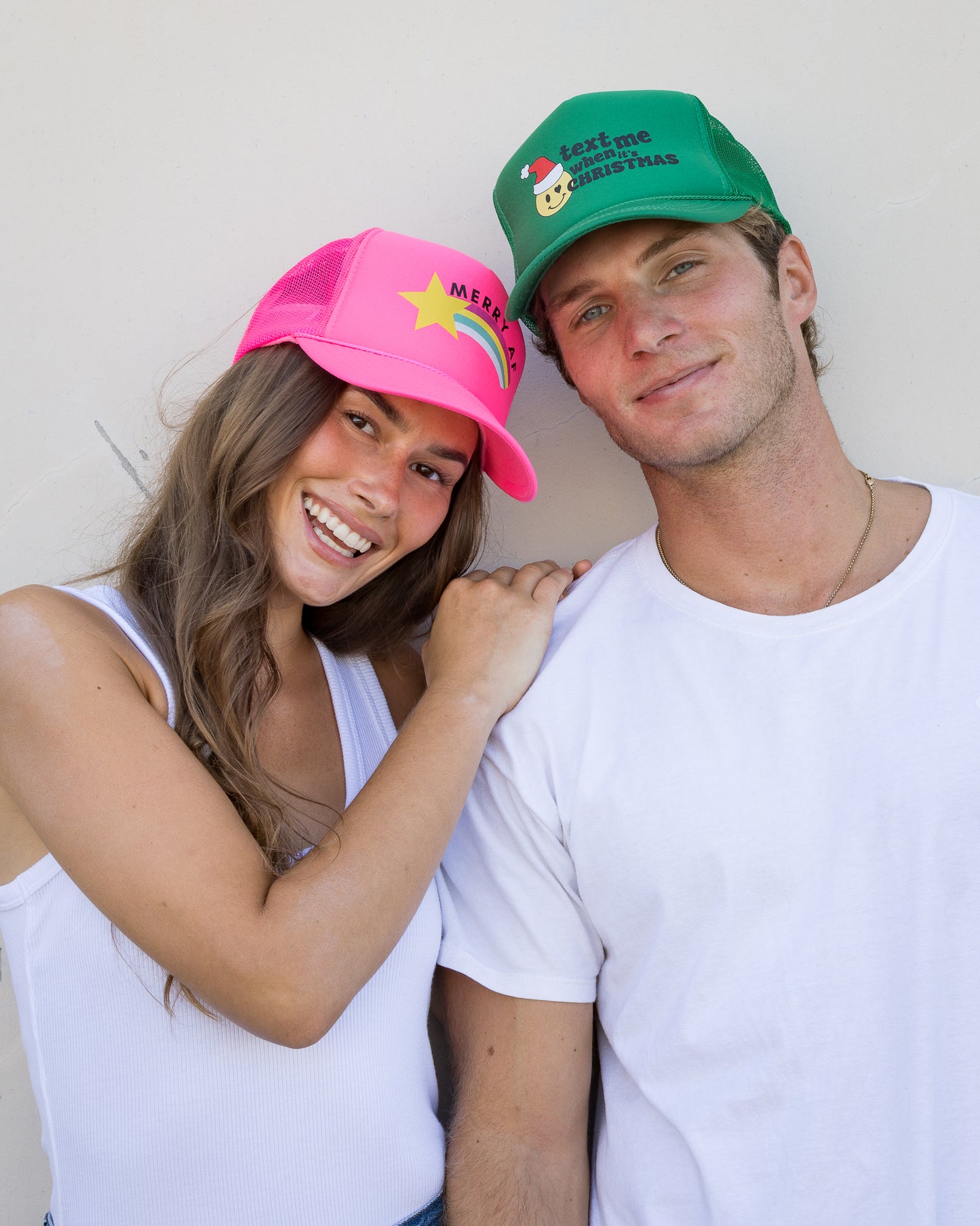 Text Me When It's Christmas Trucker Hat in Green