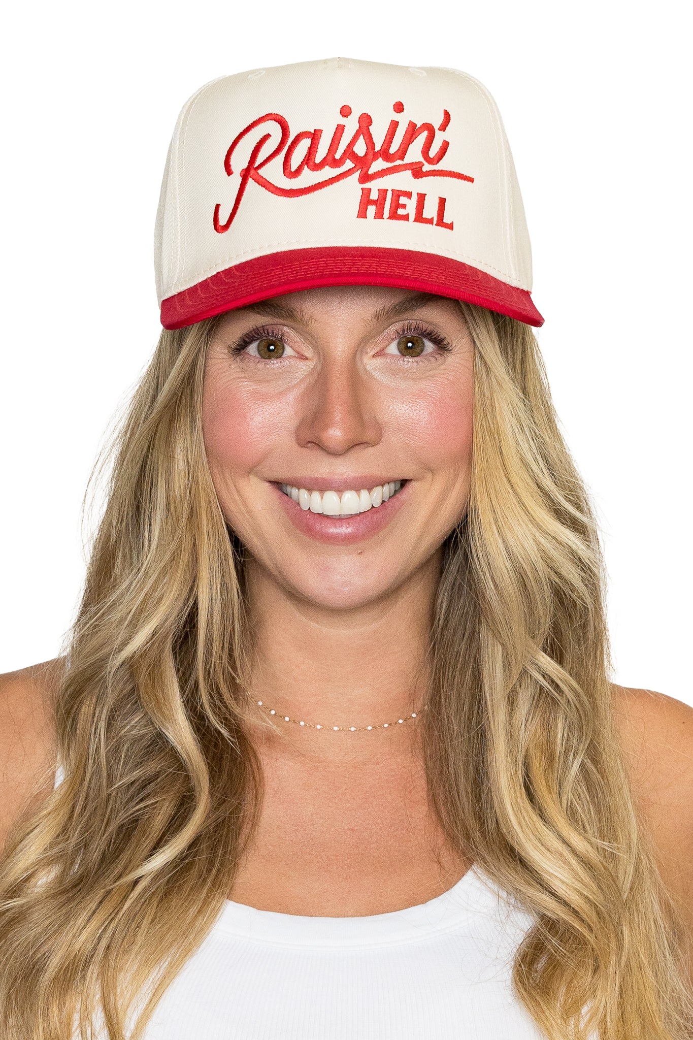 Raisin Hell Snapback Trucker Hat in Neutral Red Canvas