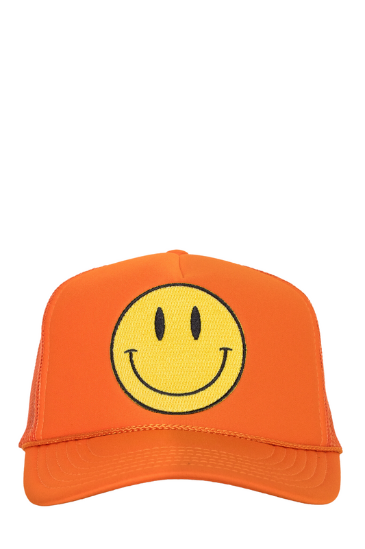 Happy Trucker Hat in Orange