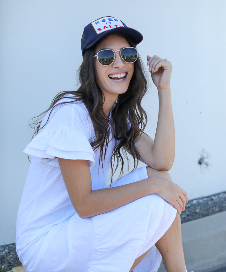 Keep It Salty Trucker Hat in Navy