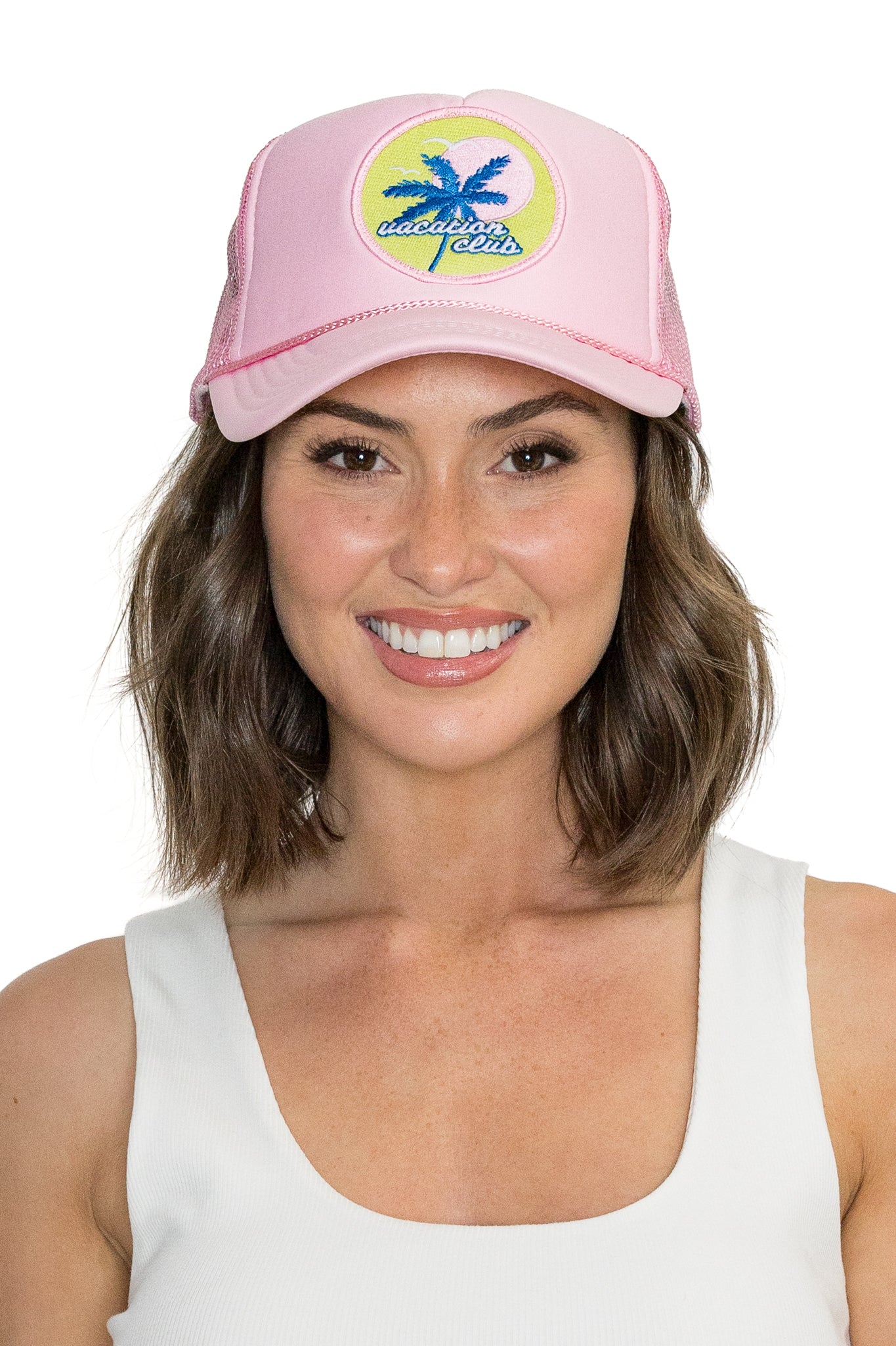 Vacation Club Trucker Hat in Pink