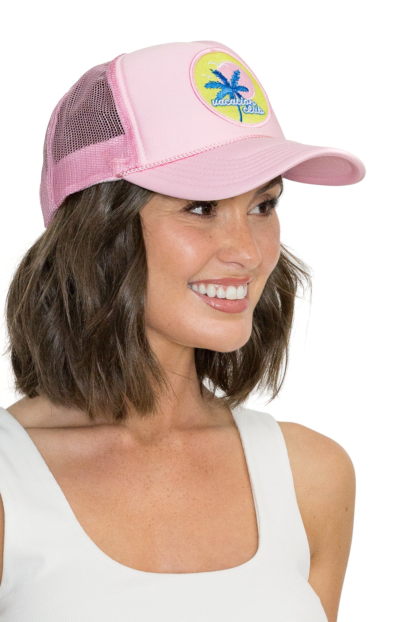 Vacation Club Trucker Hat in Pink