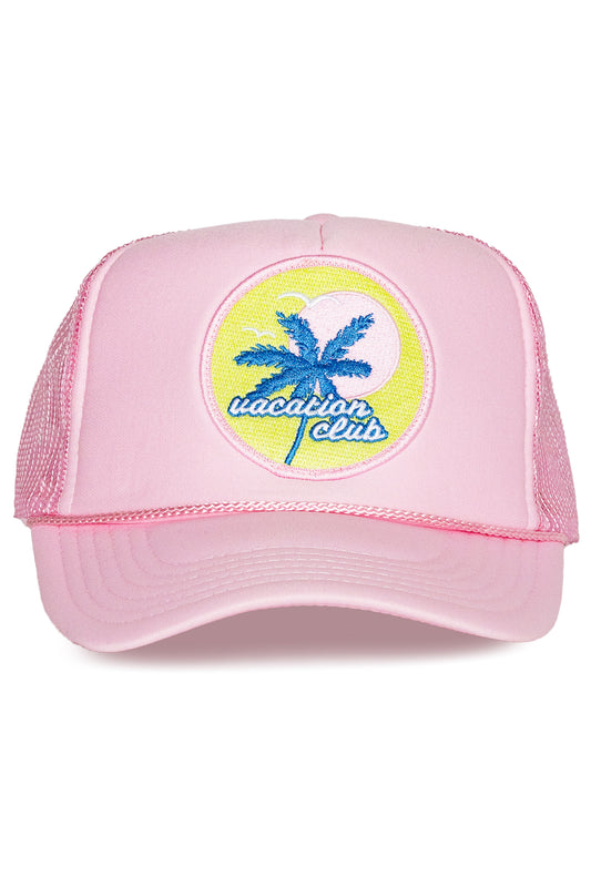 Vacation Club Trucker Hat in Pink