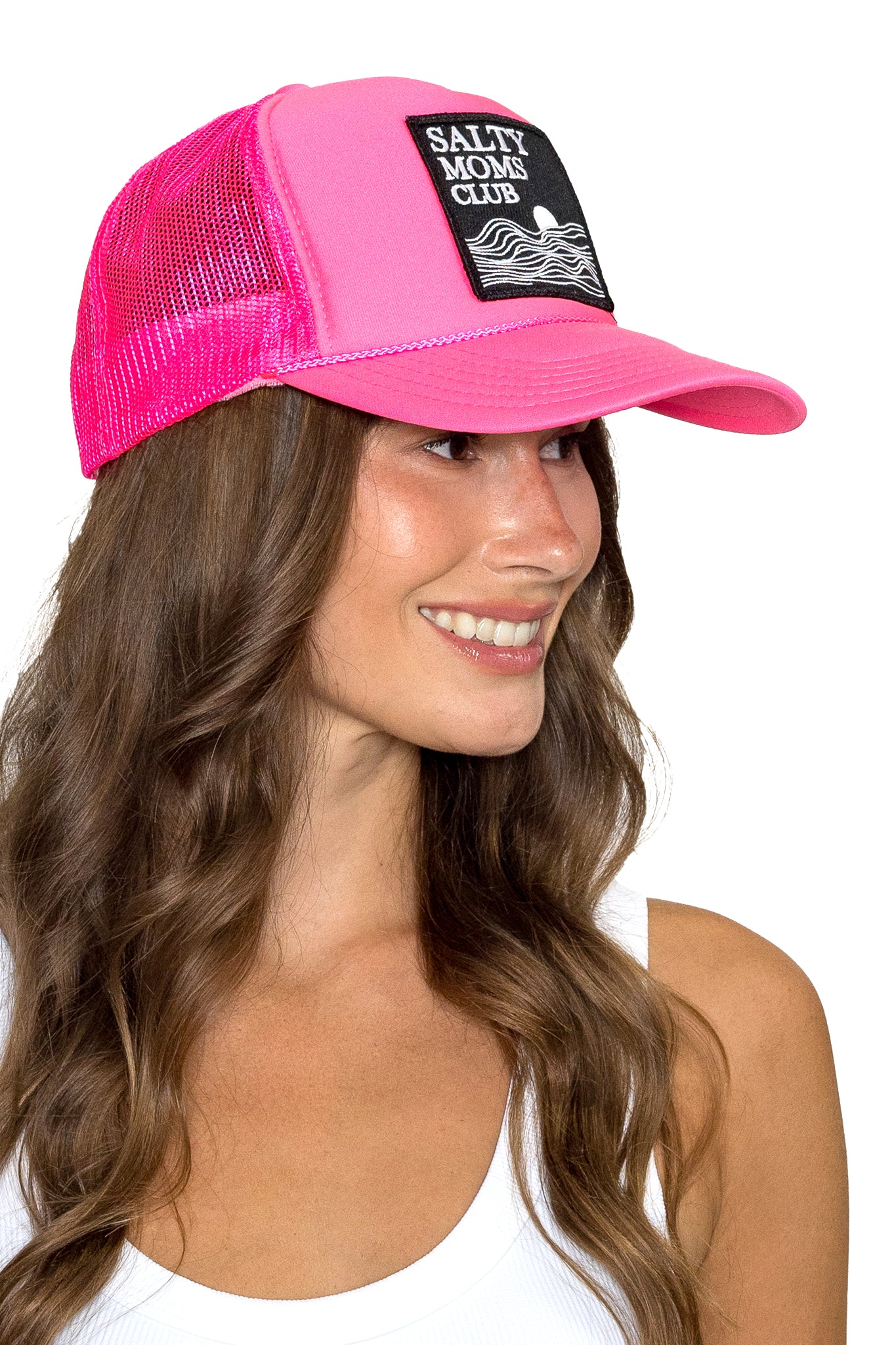 Salty Moms Trucker Hat in Pink