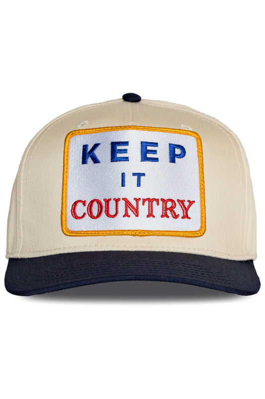 Keep It Country Canvas Trucker Hat in Blue Split