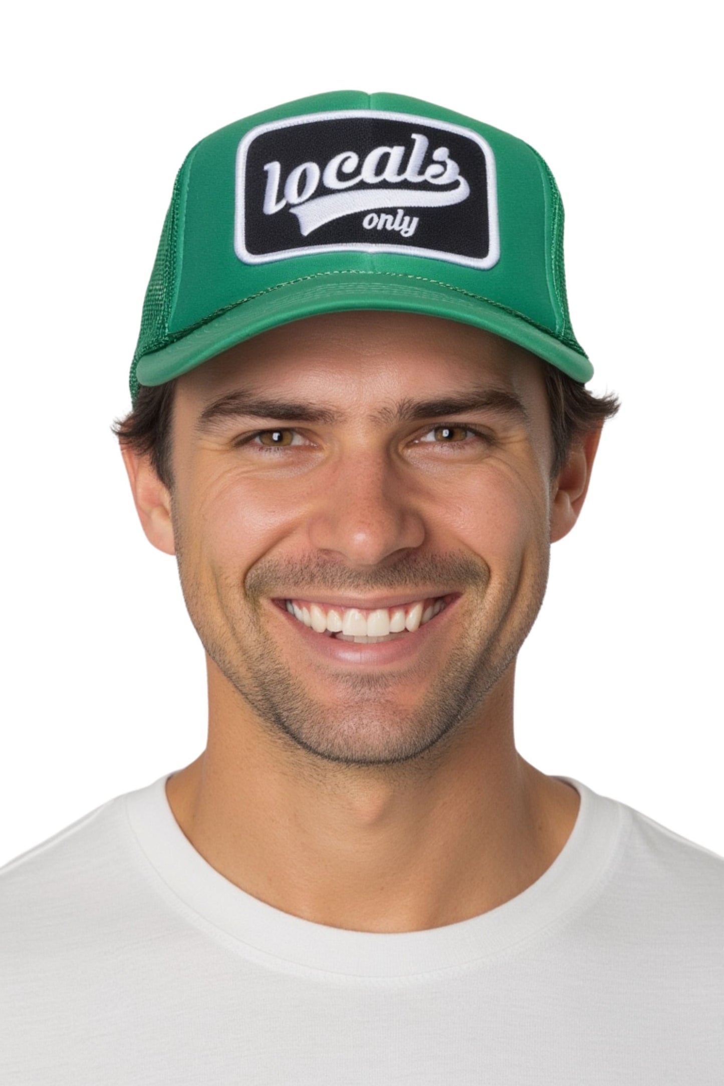 Locals Only Script Trucker Hat in Green