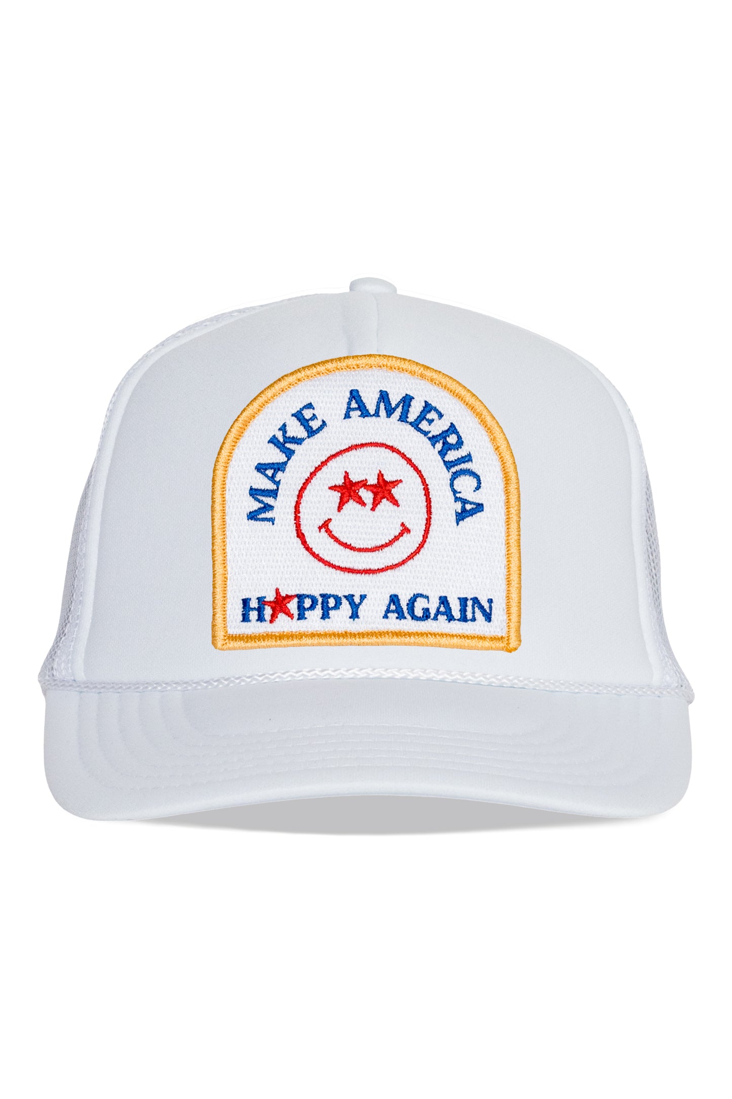 Make America Happy Again Trucker Hat in White