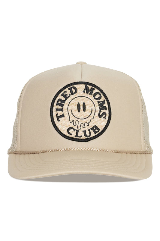 Tired Moms Club Trucker Hat in Tan
