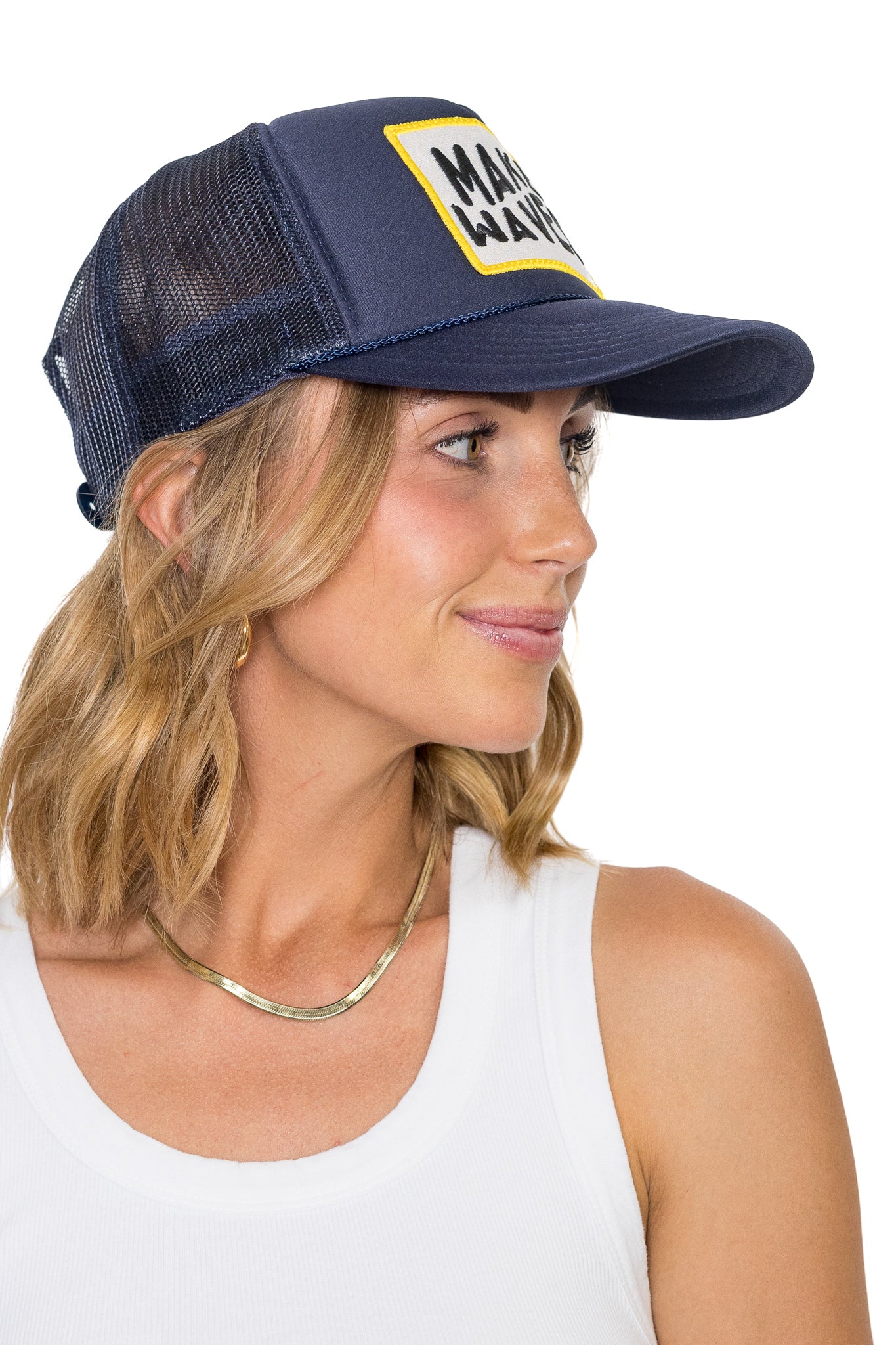 Make Waves Trucker Hat in Navy