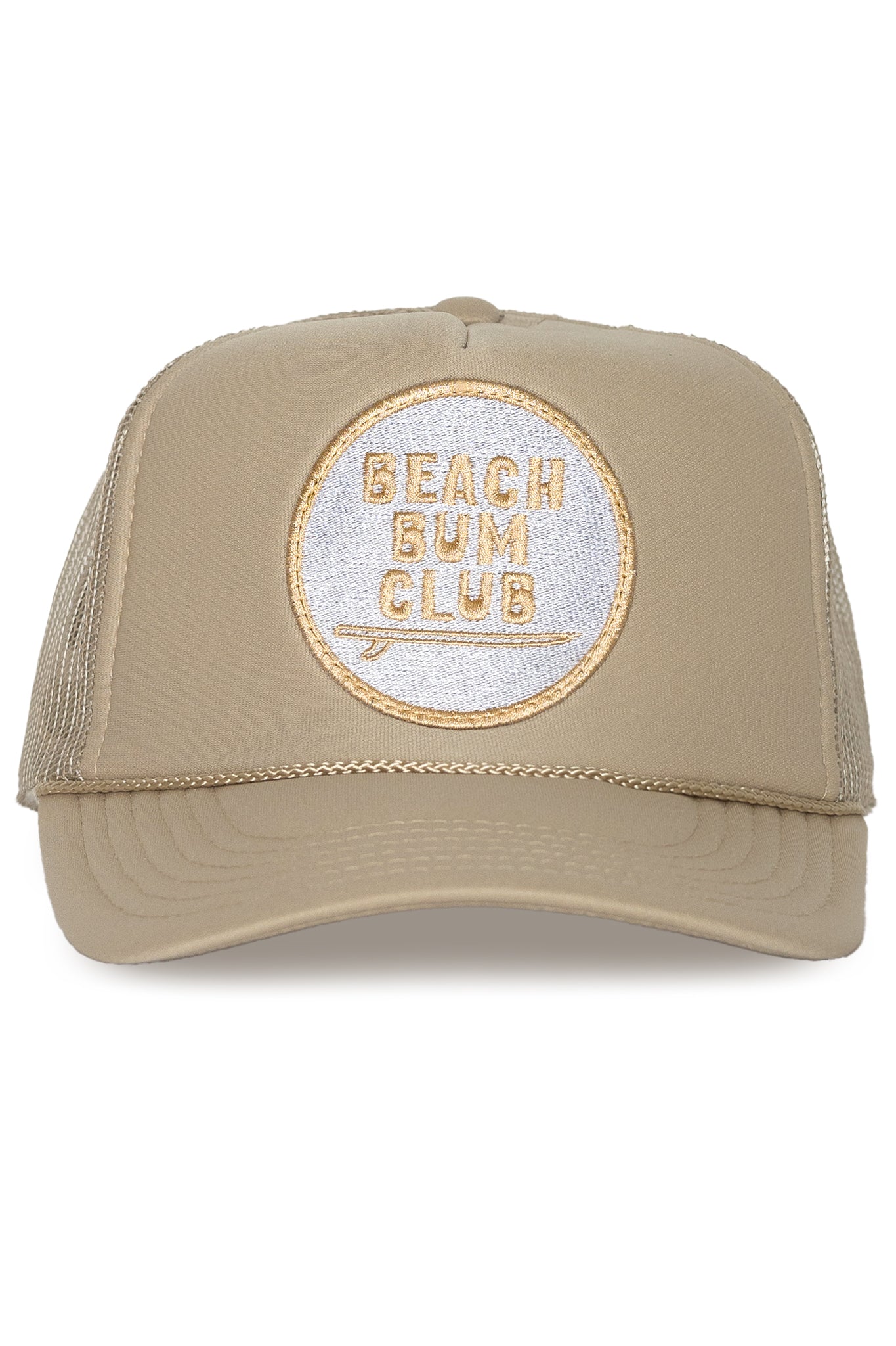 Beach Bum Club Trucker Hat in Tan