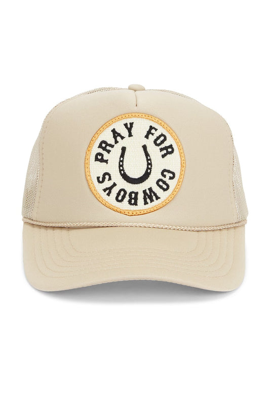 Pray For Cowboys Trucker Hat in Tan