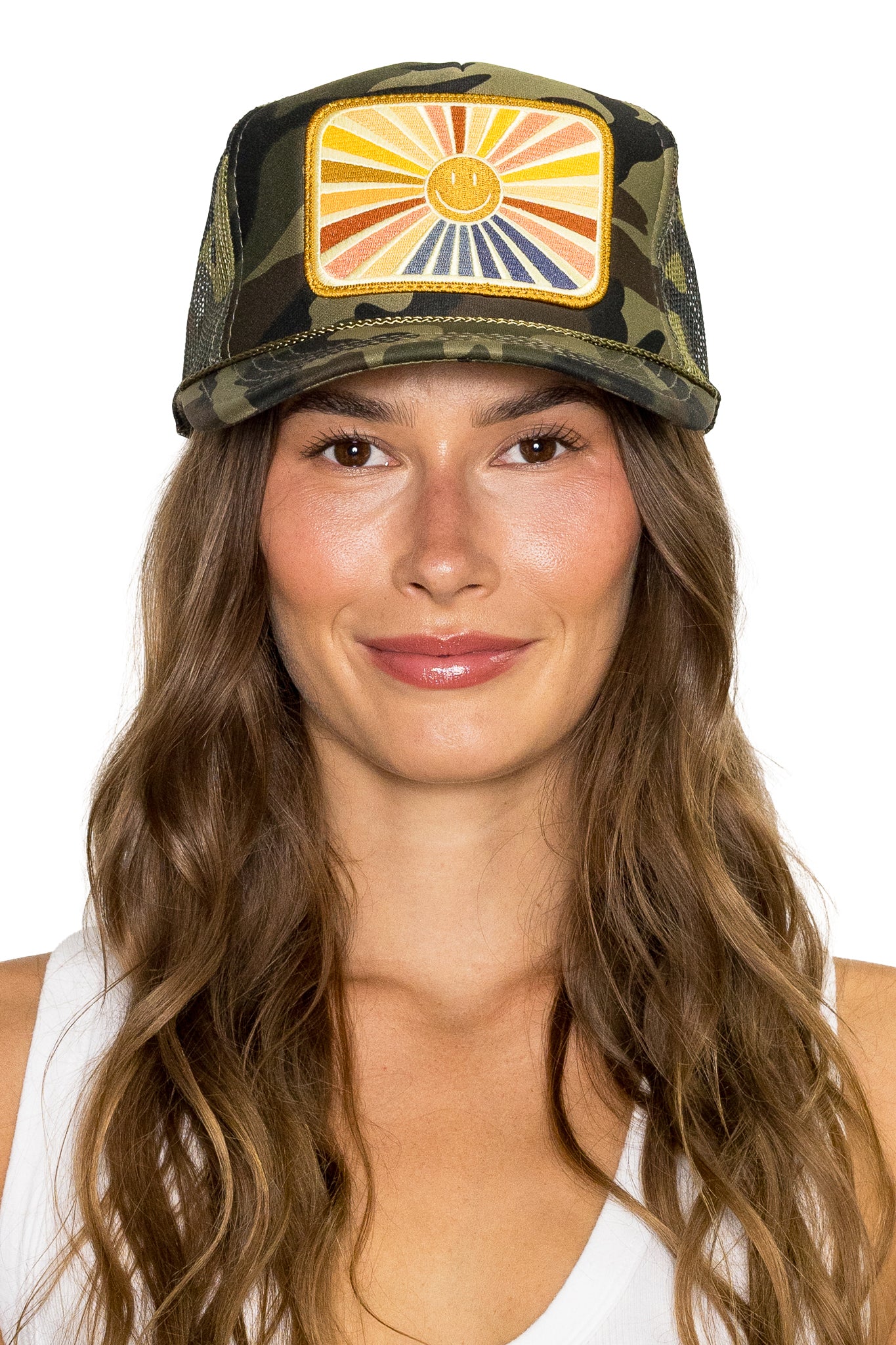 Rays Of Happy Trucker Hat in Camo
