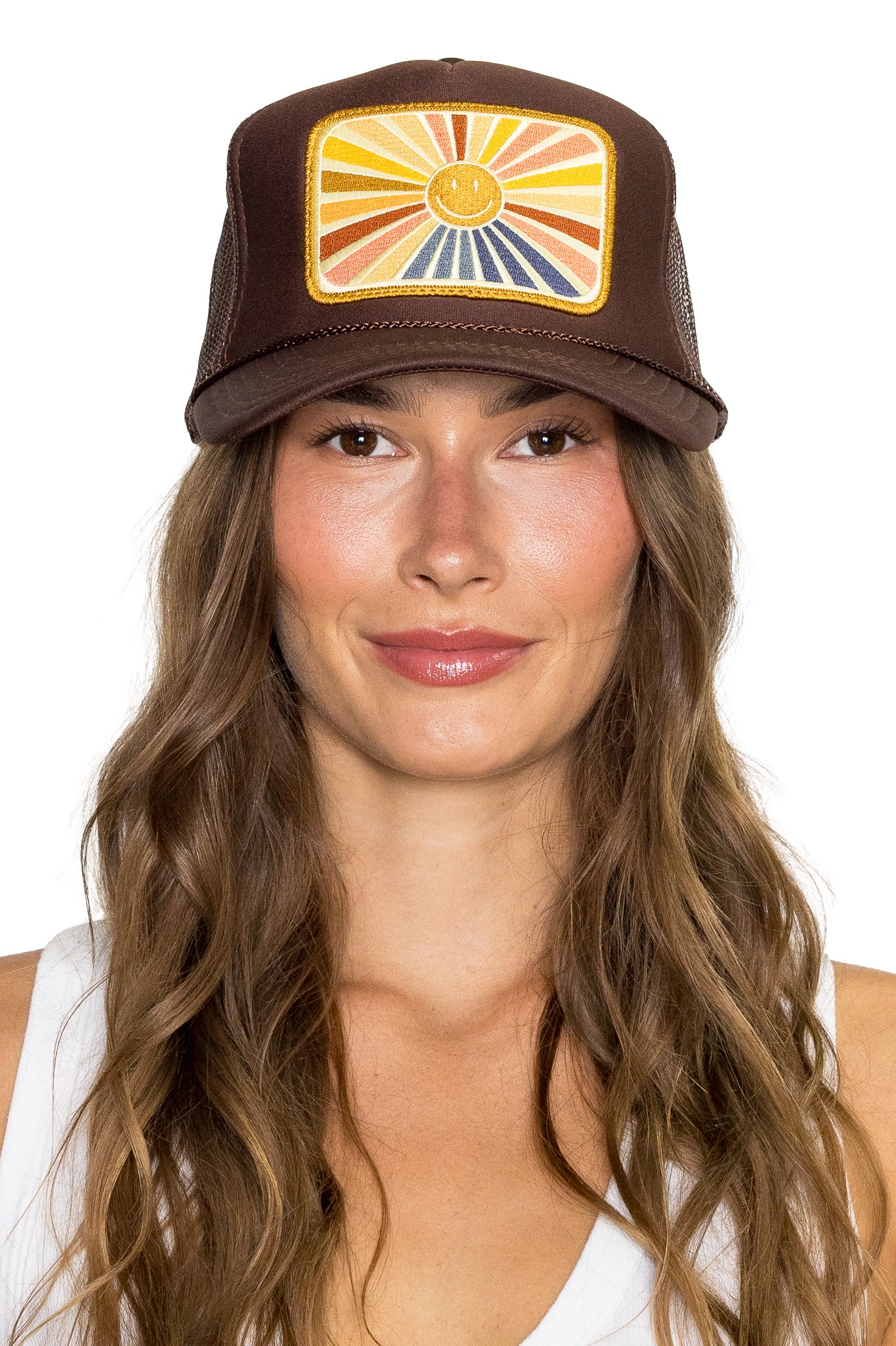 Rays Of Happy Trucker Hat Brown
