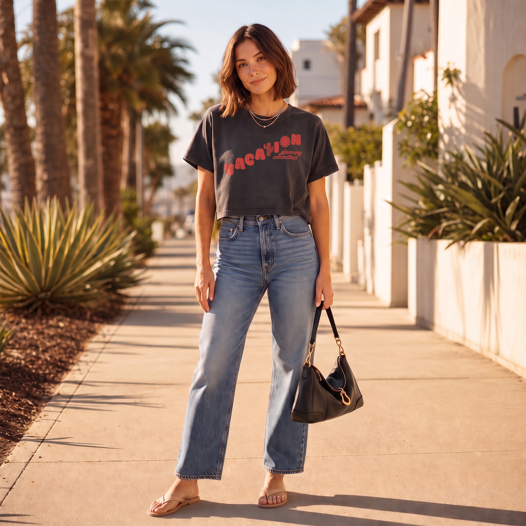 Vacation Planning Committee crop tee, lifestyle