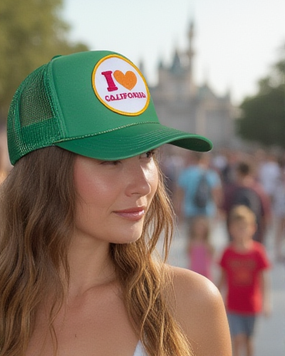 I Love California Trucker Hat Green