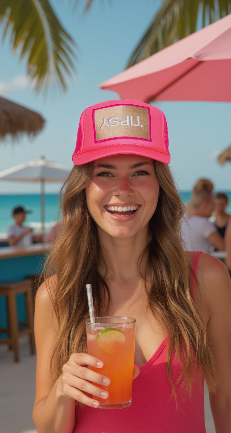 Tipsy Trucker Hat in Pink