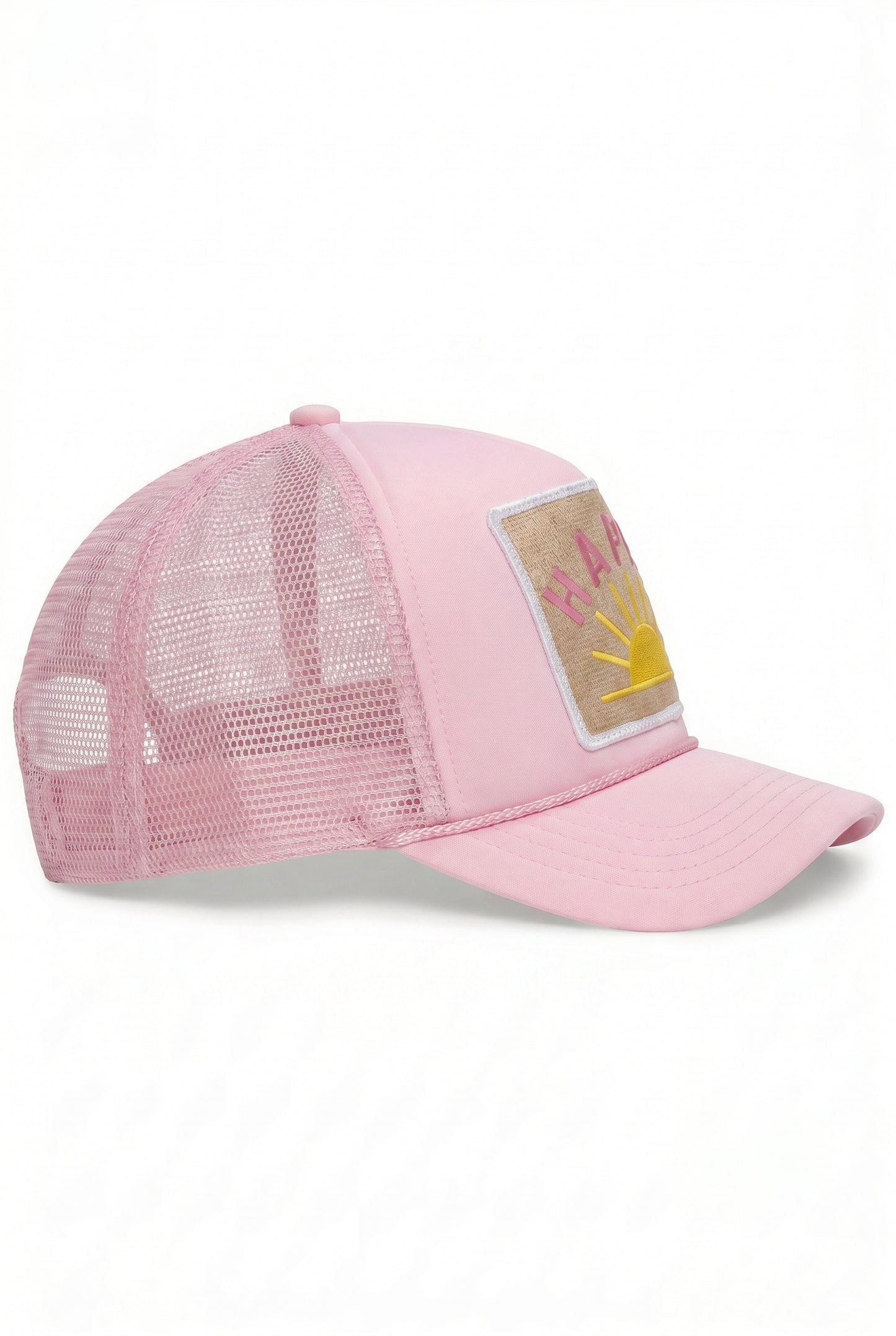Youth Happy Sun Trucker Hat in Pink