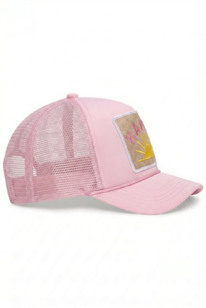Youth Happy Sun Trucker Hat in Pink