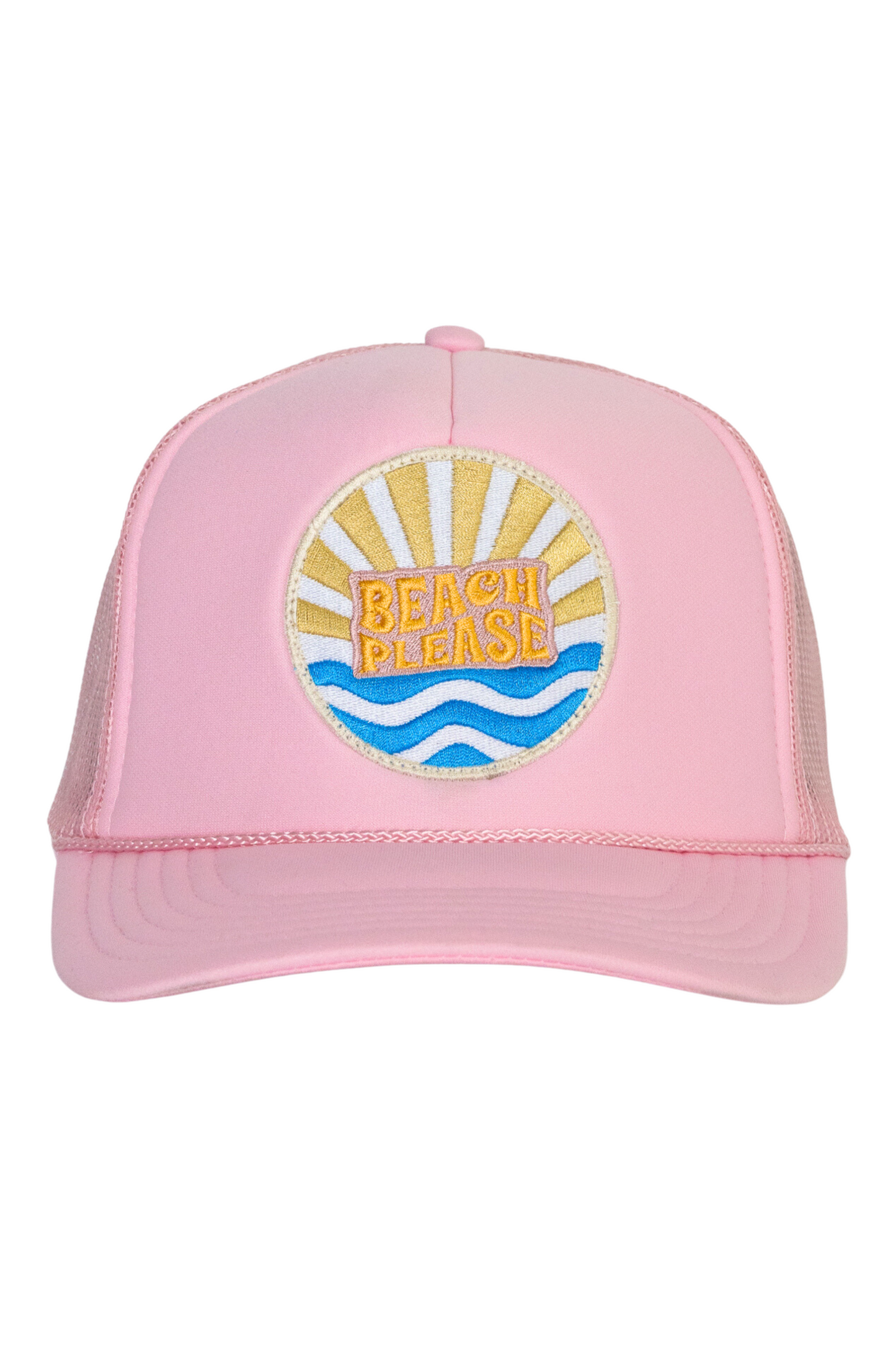 Beach Please Trucker Hat in Pink