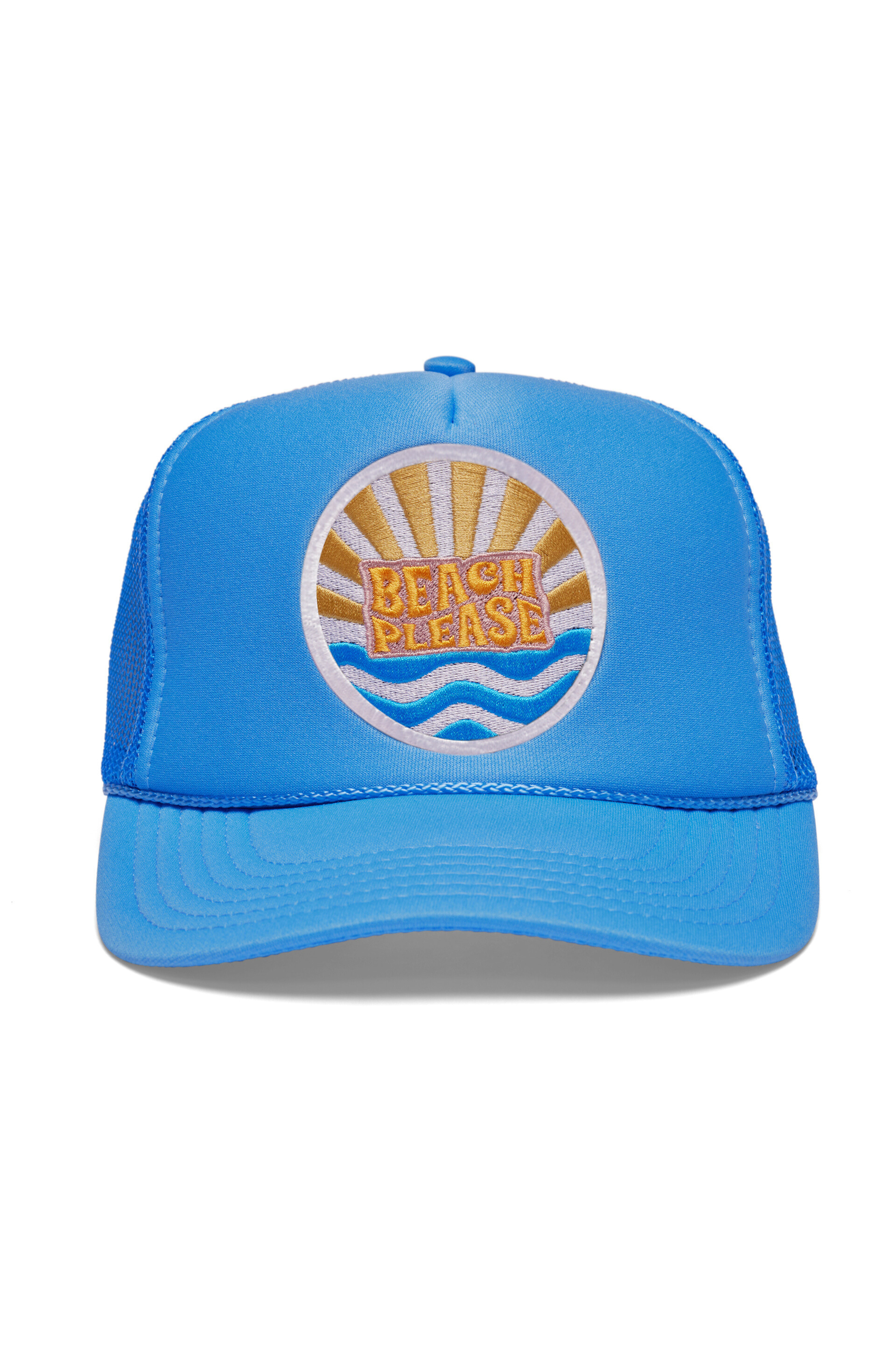 Beach Please Trucker Hat in Blue